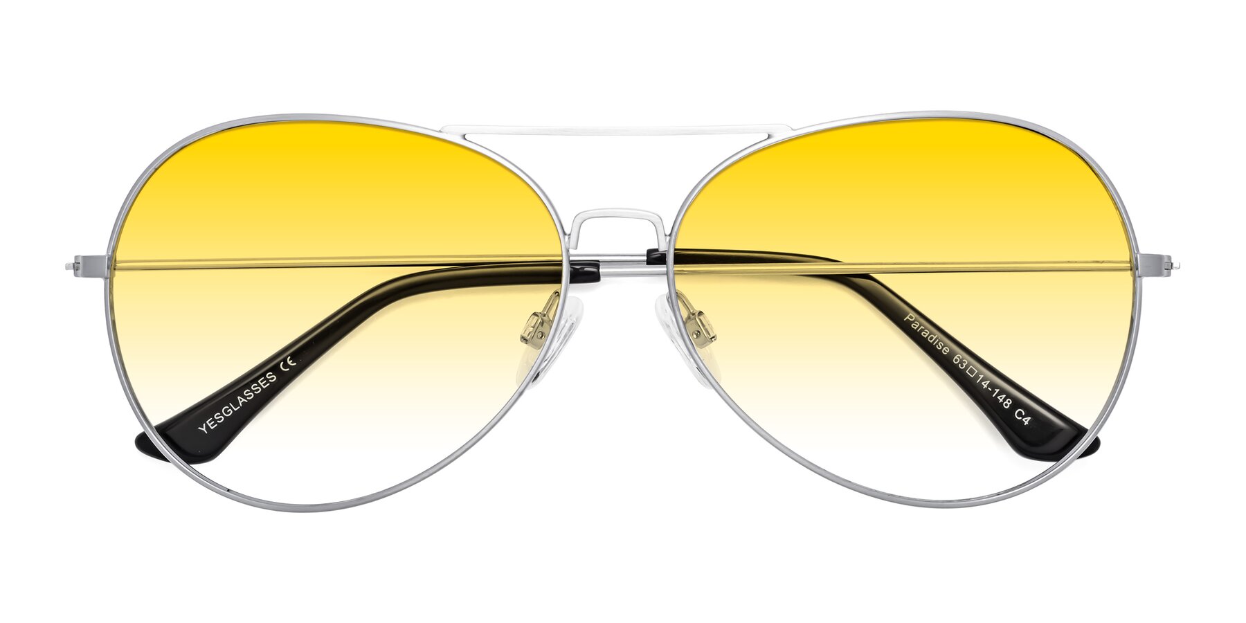 Folded Front of Paradise in Silver with Yellow Gradient Lenses