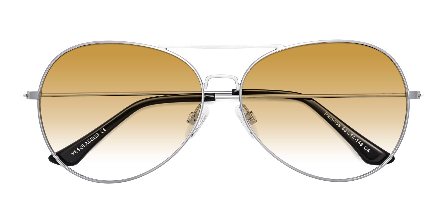 Folded Front of Paradise in Silver with Champagne Gradient Lenses