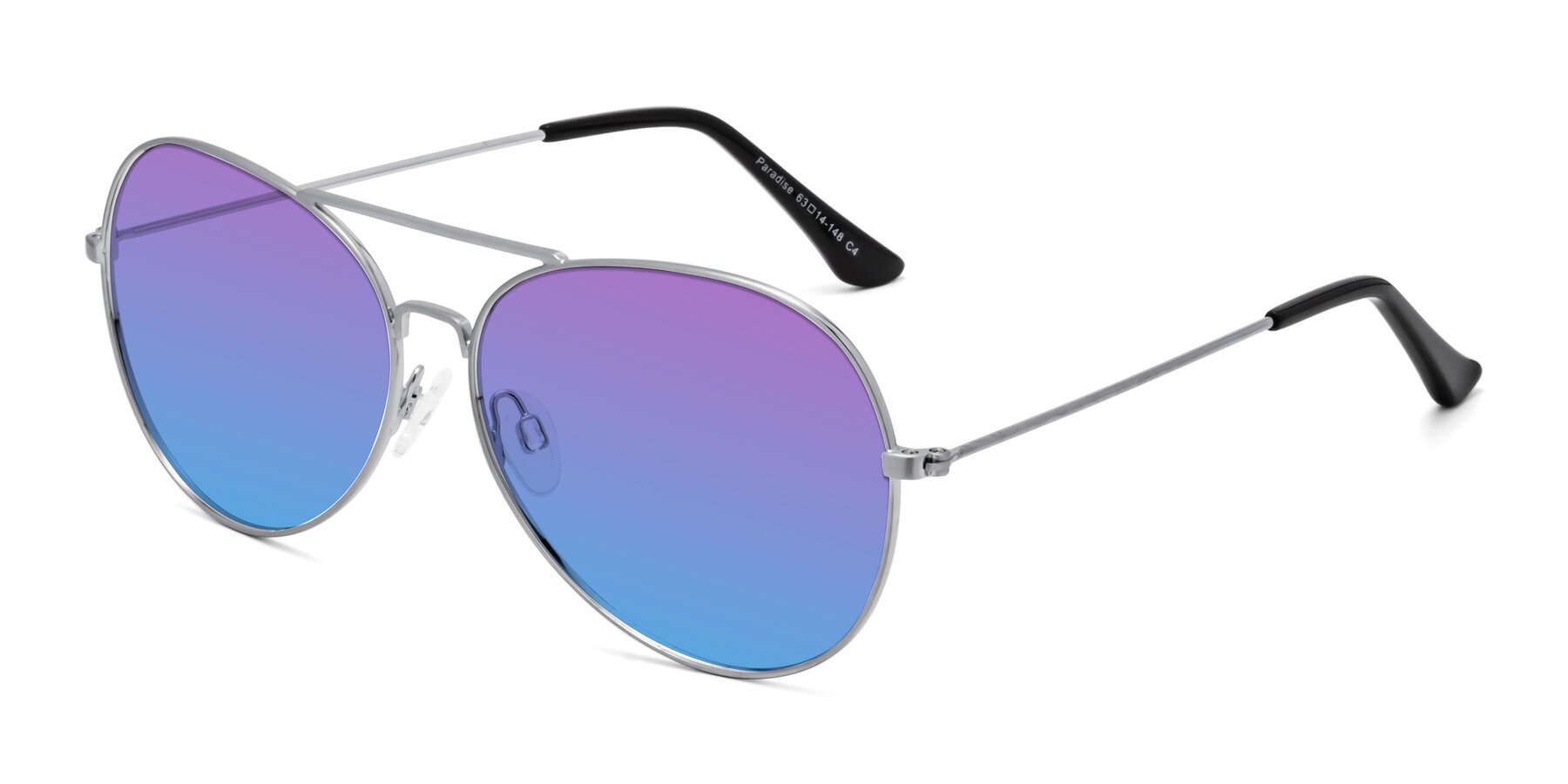 Angle of Paradise in Silver with Purple / Blue Gradient Lenses