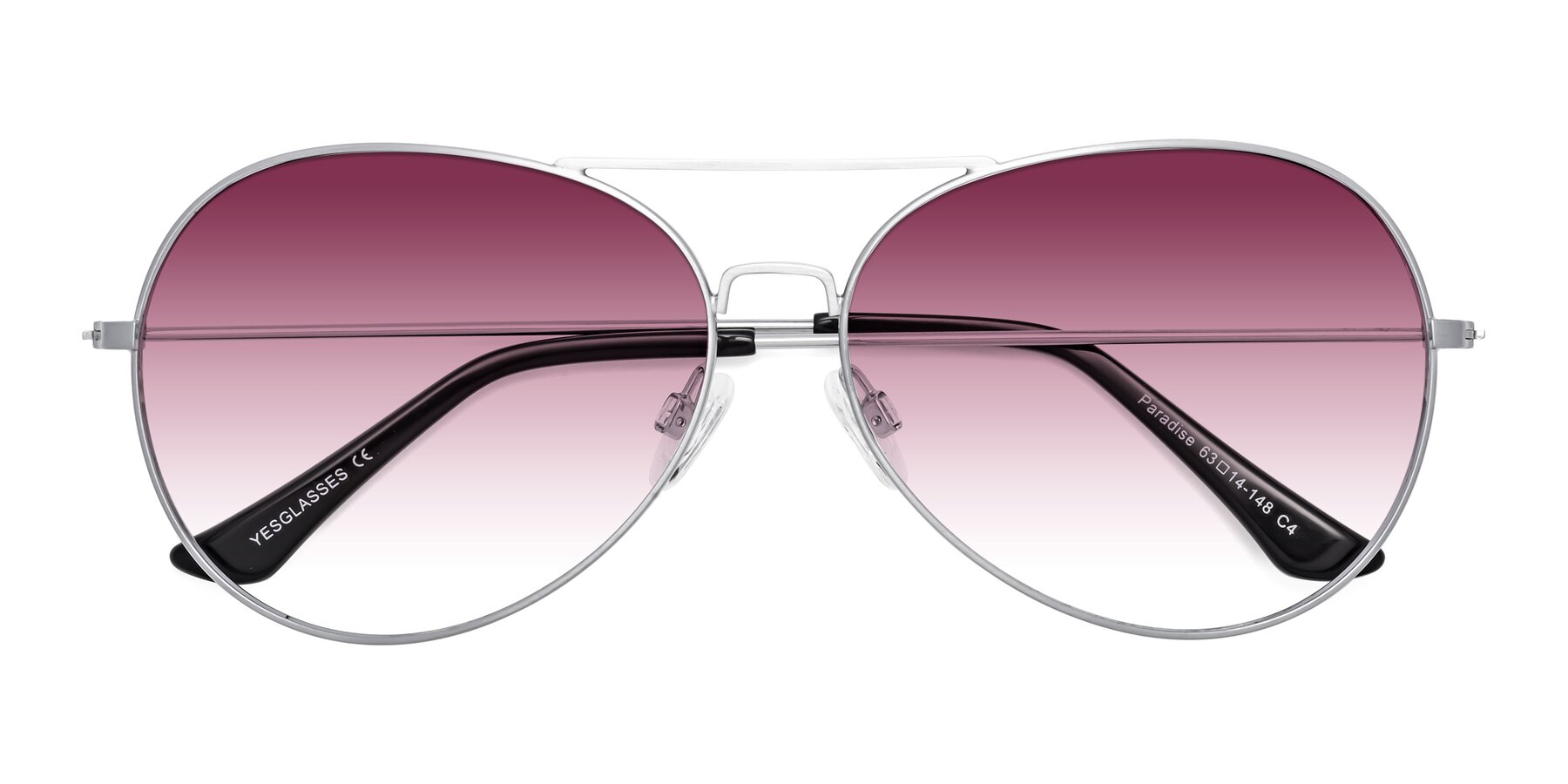 Folded Front of Paradise in Silver with Wine Gradient Lenses