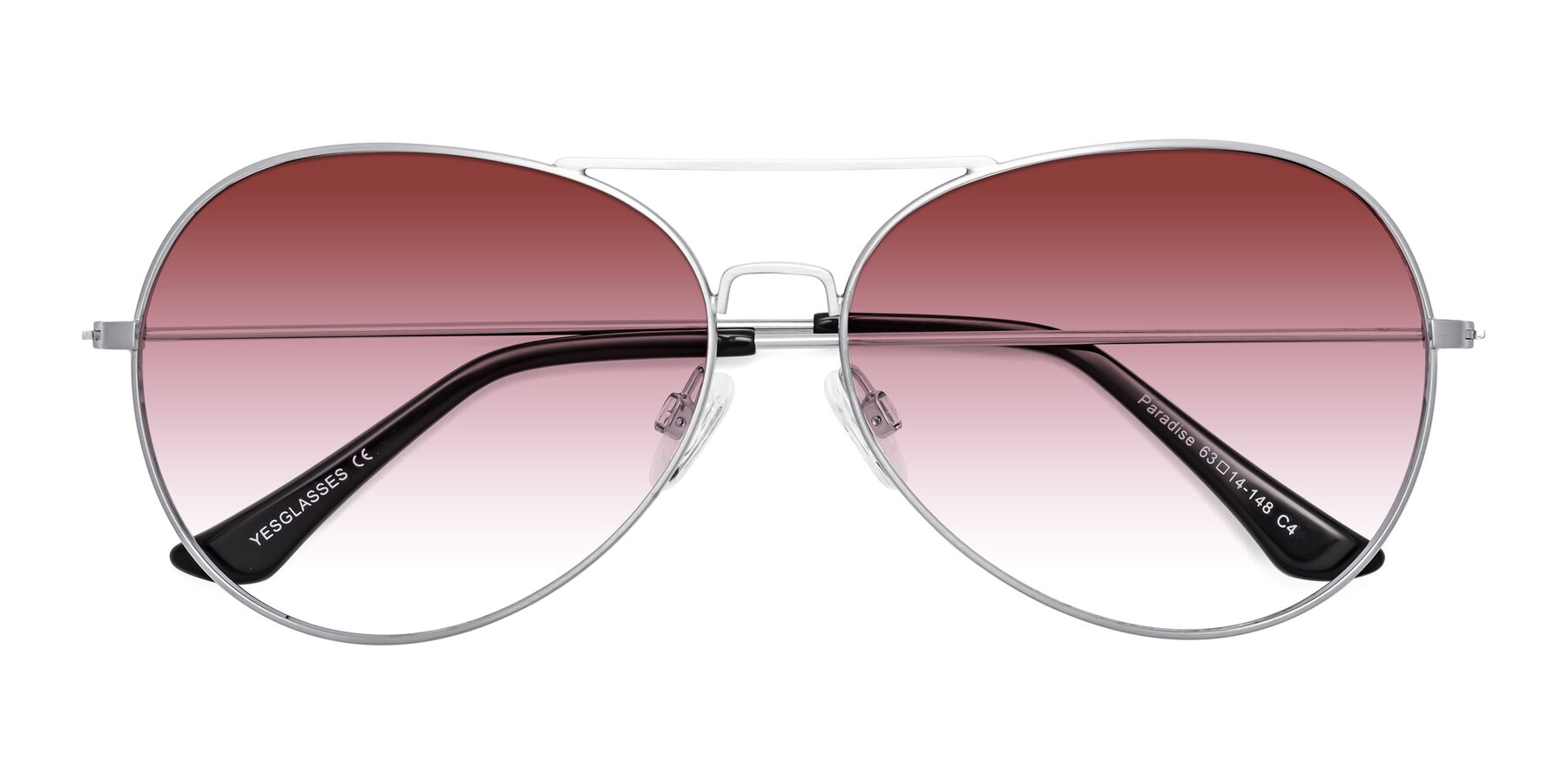 Folded Front of Paradise in Silver with Garnet Gradient Lenses