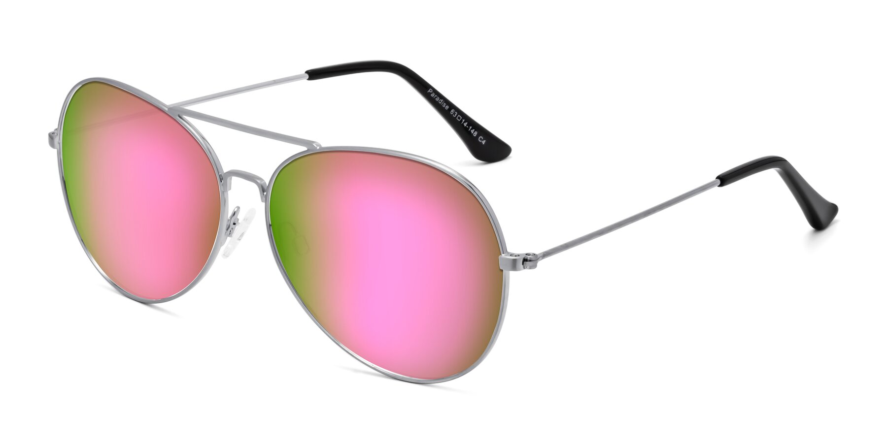 Angle of Paradise in Silver with Pink Mirrored Lenses