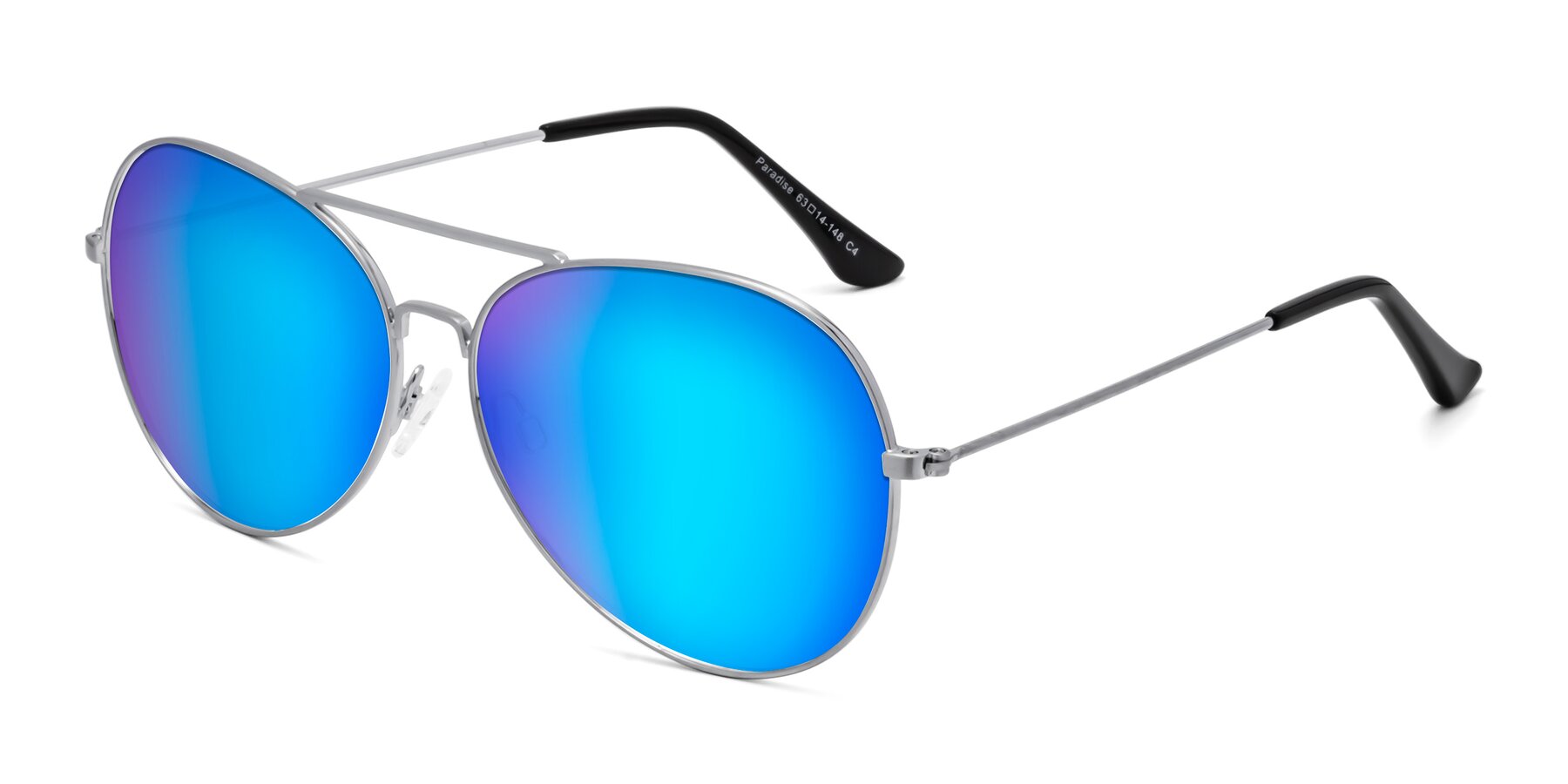 Angle of Paradise in Silver with Blue Mirrored Lenses