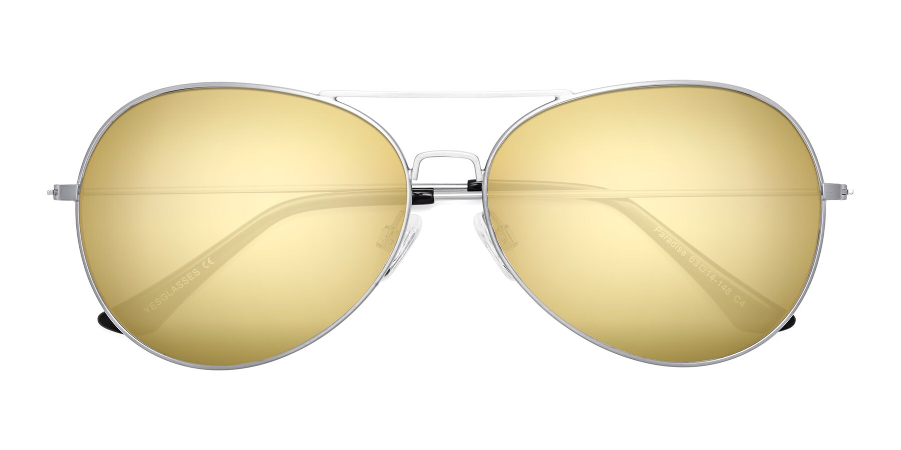 Folded Front of Paradise in Silver with Gold Mirrored Lenses