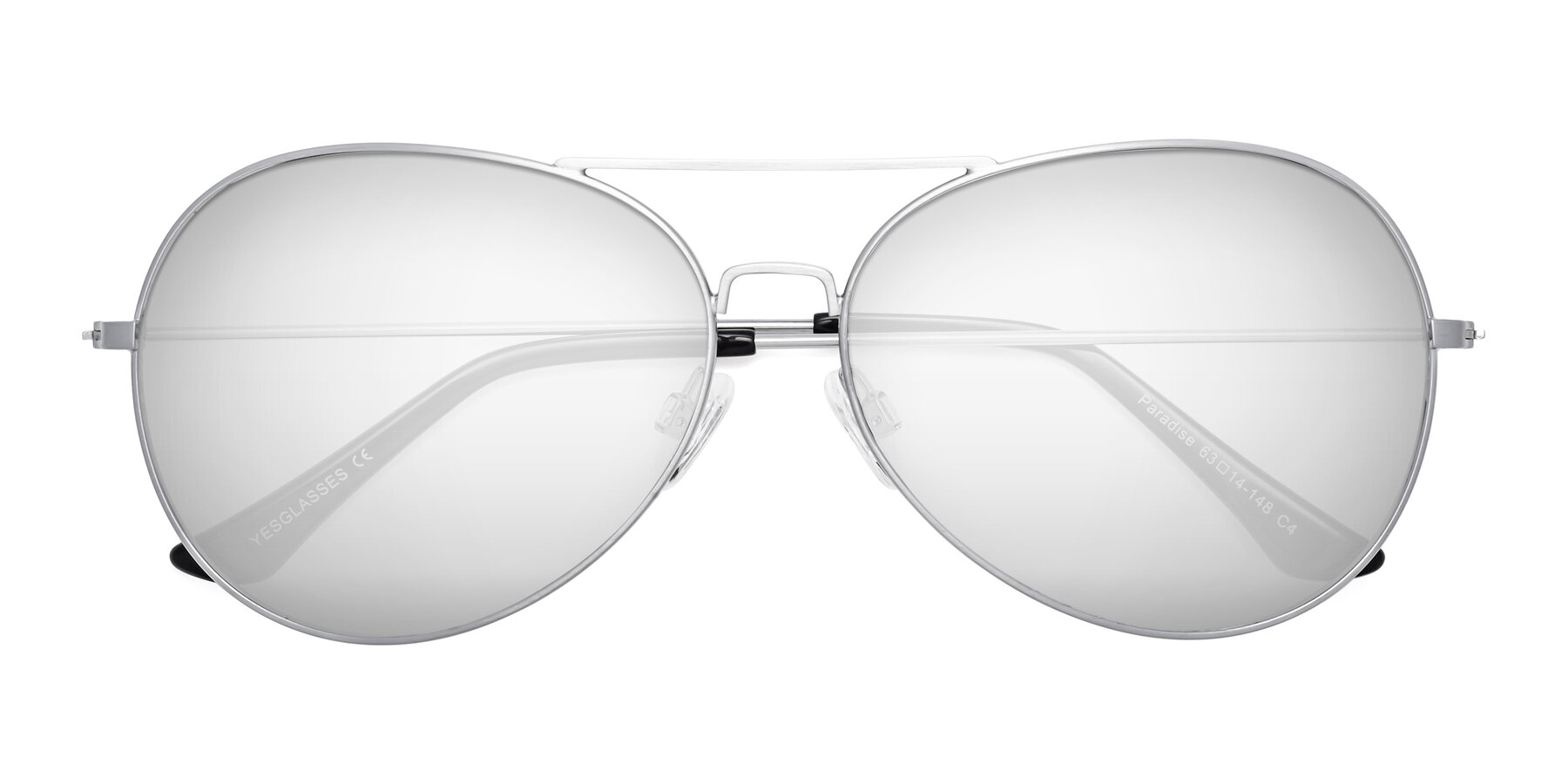 Folded Front of Paradise in Silver with Silver Mirrored Lenses