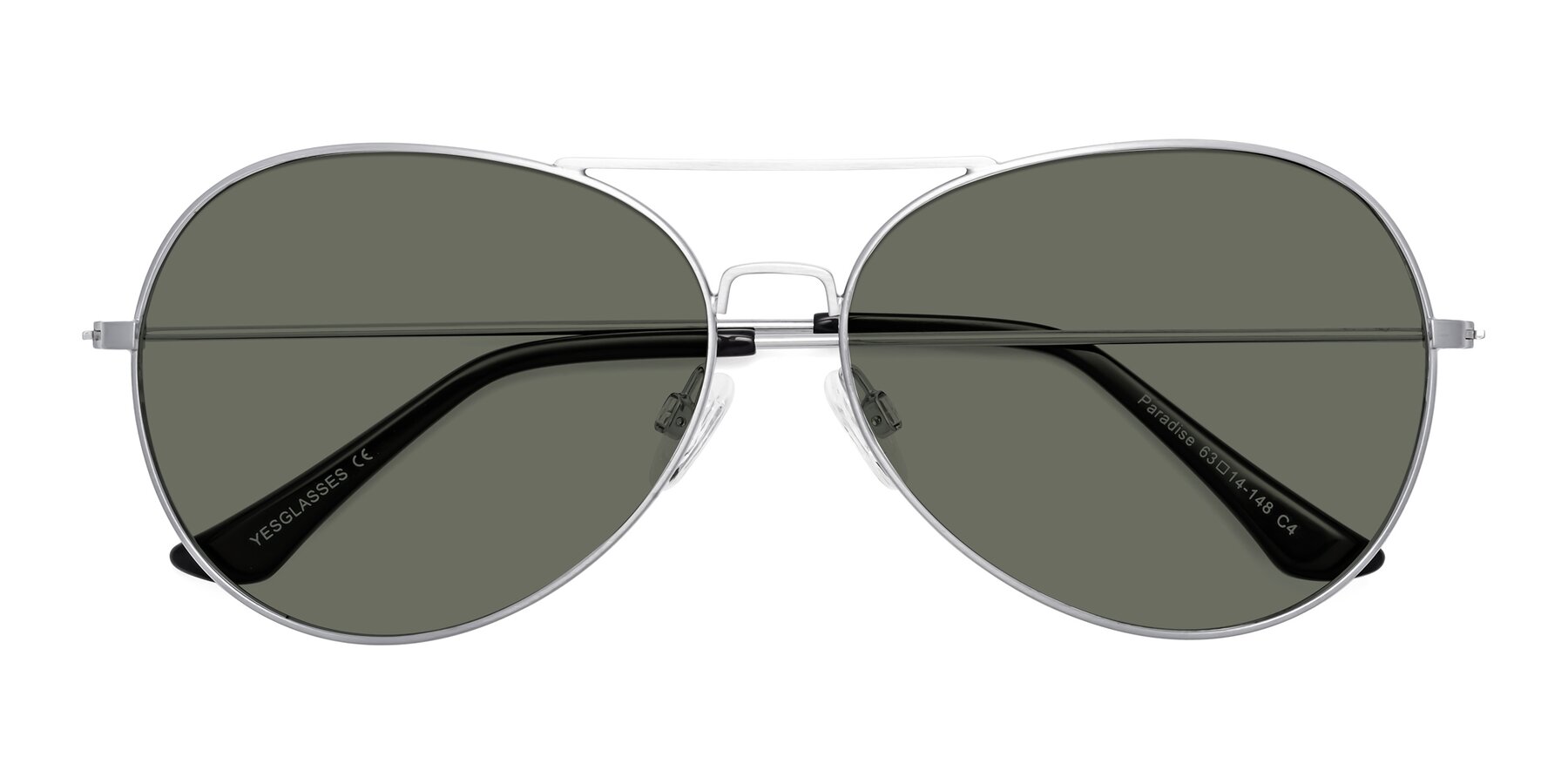 Folded Front of Paradise in Silver with Gray Polarized Lenses