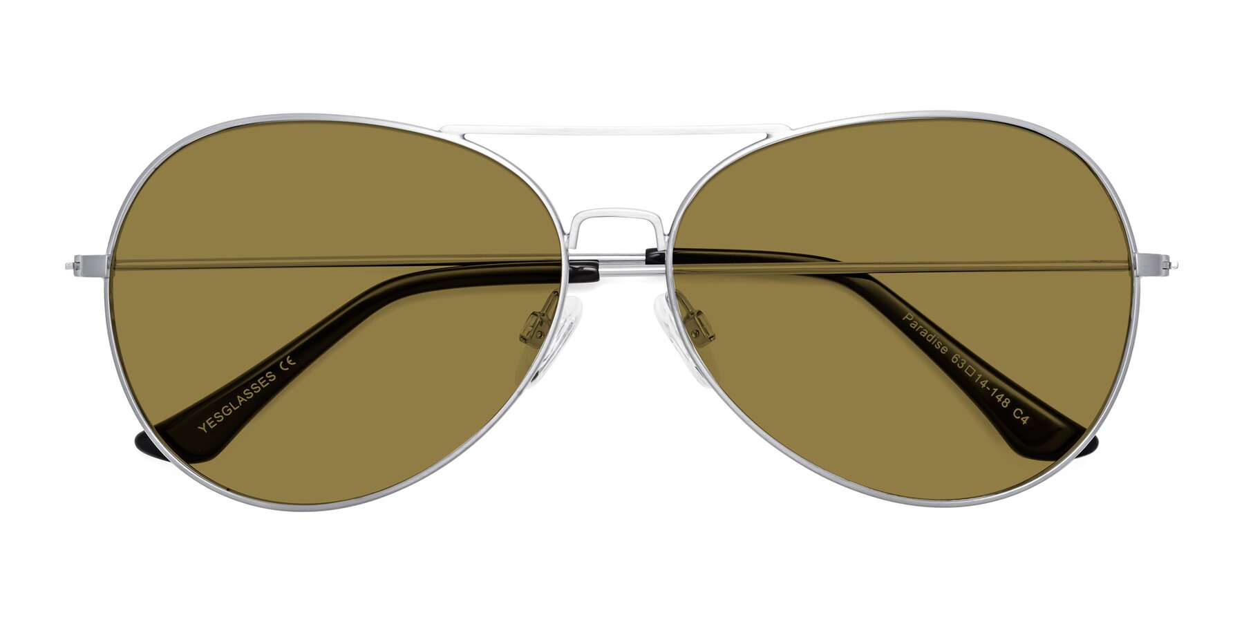 Folded Front of Paradise in Silver with Brown Polarized Lenses