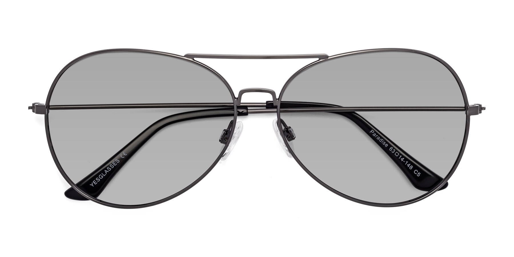 Folded Front of Paradise in Gunmetal with Light Gray Tinted Lenses