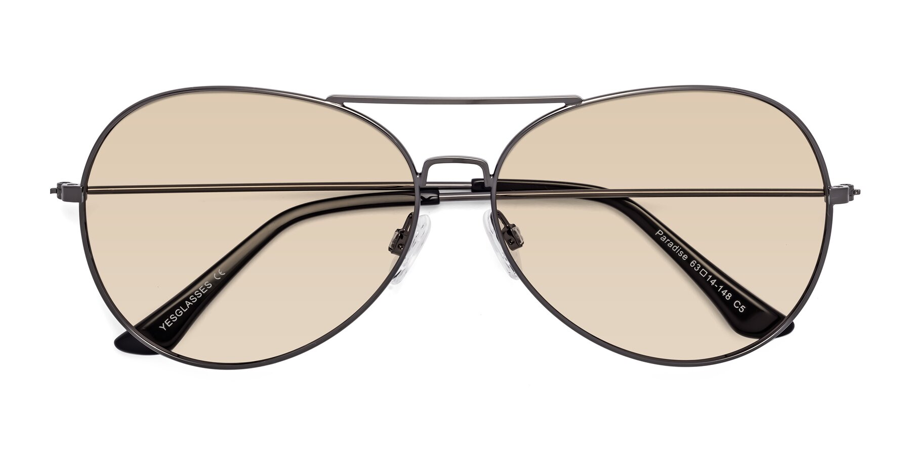 Folded Front of Paradise in Gunmetal with Light Brown Tinted Lenses