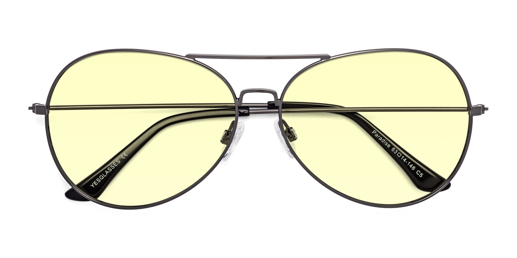Folded Front of Paradise in Gunmetal with Light Yellow Tinted Lenses