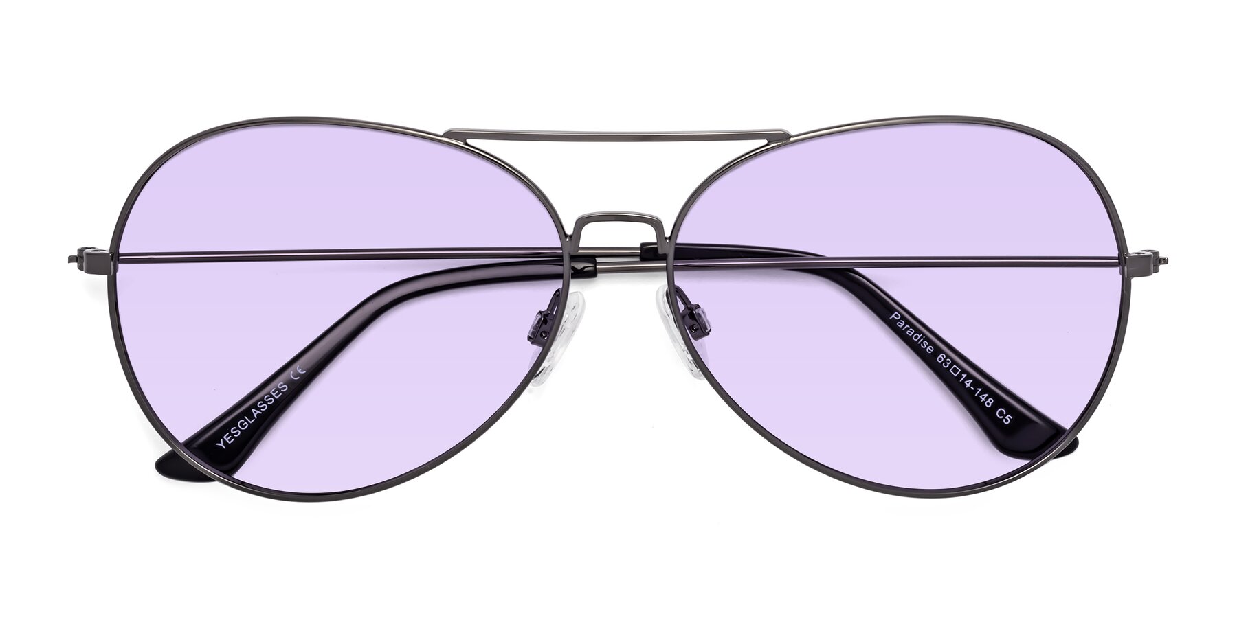 Folded Front of Paradise in Gunmetal with Light Purple Tinted Lenses