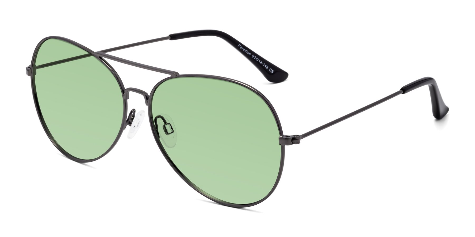 Angle of Paradise in Gunmetal with Medium Green Tinted Lenses