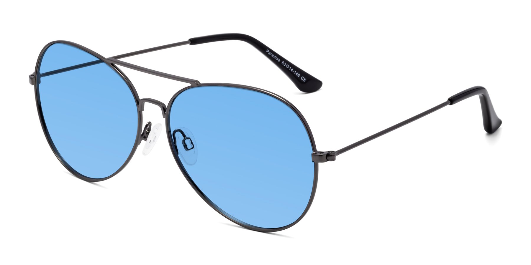 Angle of Paradise in Gunmetal with Medium Blue Tinted Lenses