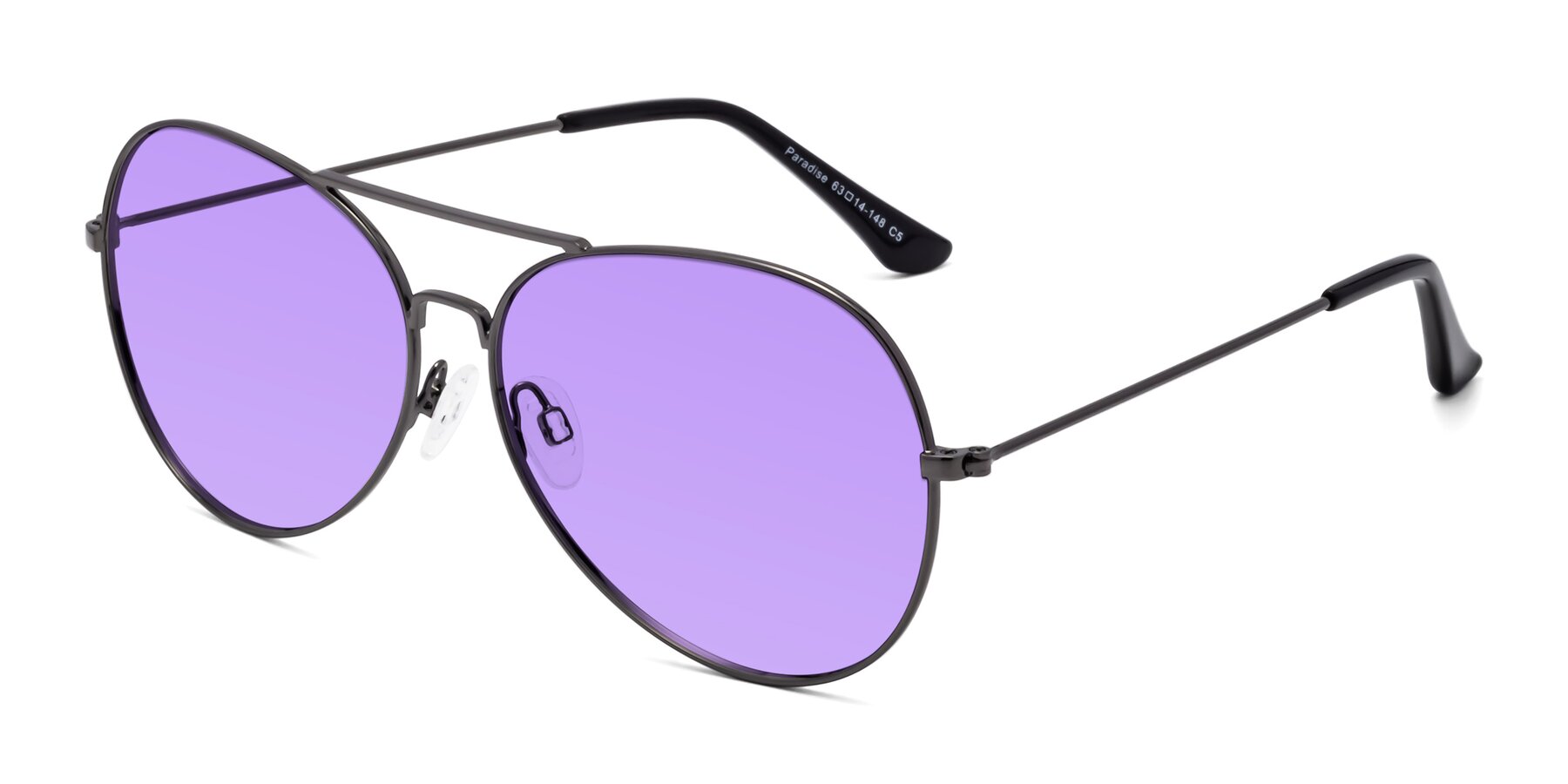 Angle of Paradise in Gunmetal with Medium Purple Tinted Lenses