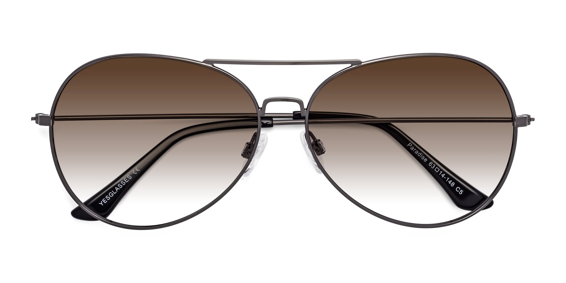 Folded Front of Paradise in Gunmetal with Brown Gradient Lenses
