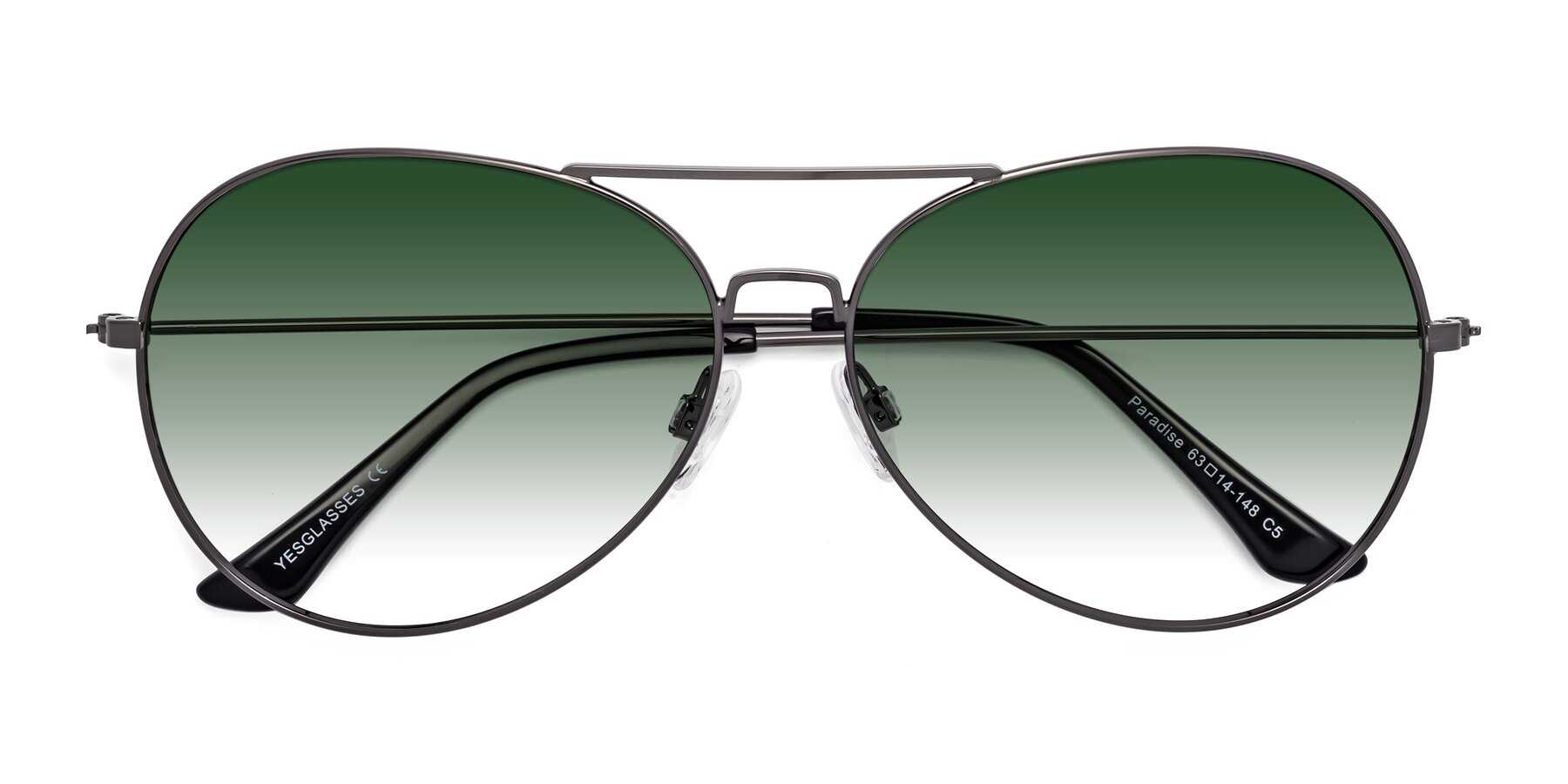 Folded Front of Paradise in Gunmetal with Green Gradient Lenses