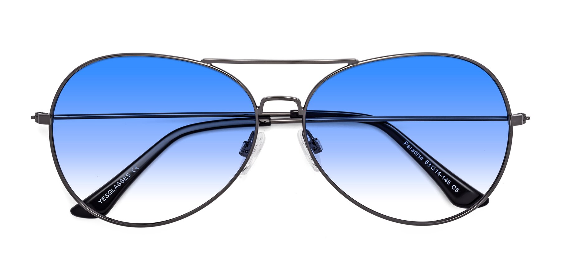 Folded Front of Paradise in Gunmetal with Blue Gradient Lenses