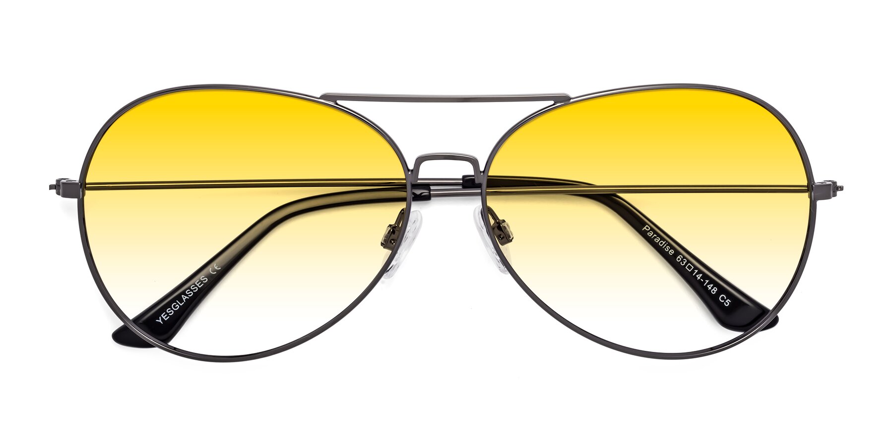 Folded Front of Paradise in Gunmetal with Yellow Gradient Lenses