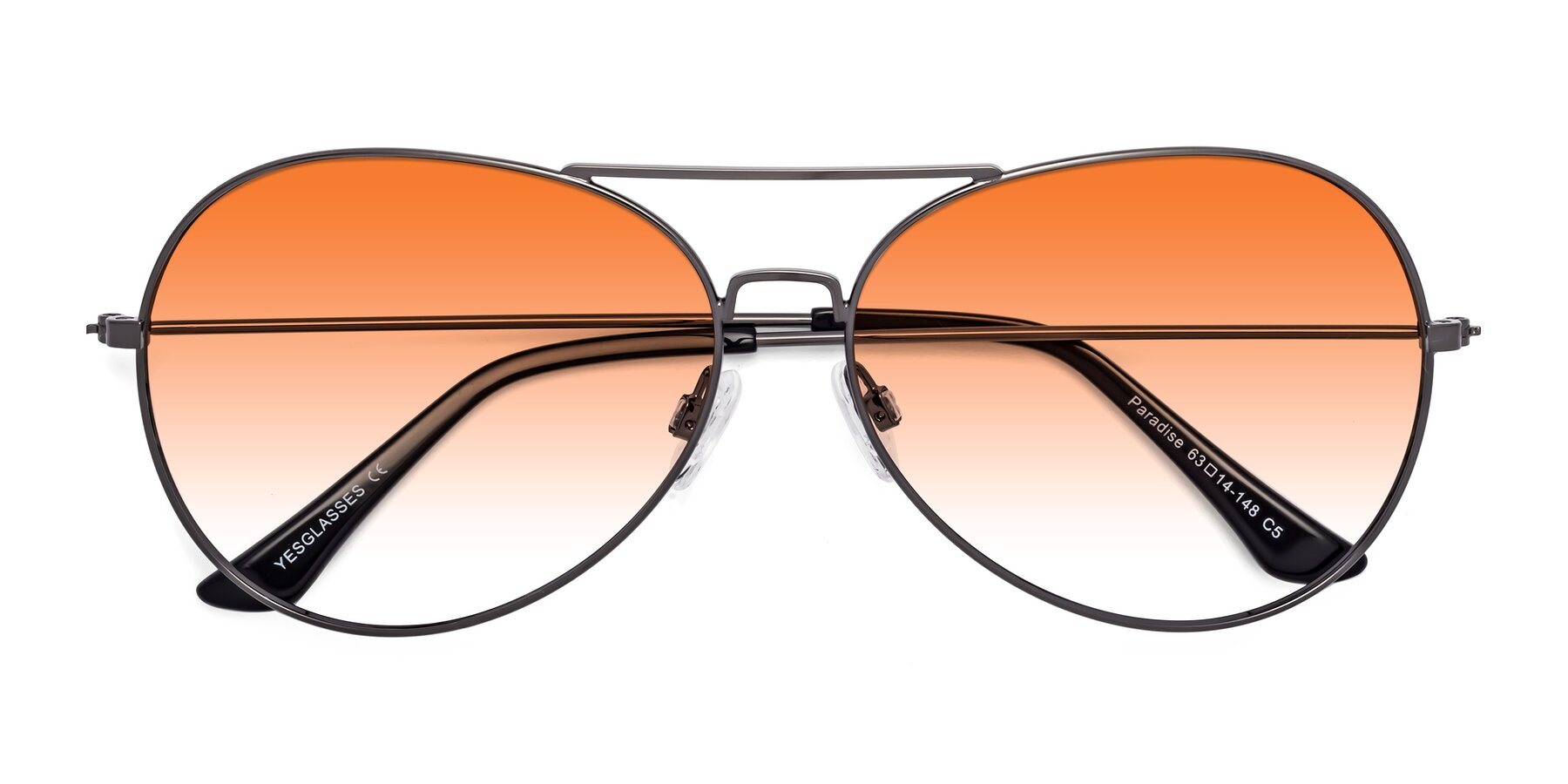 Folded Front of Paradise in Gunmetal with Orange Gradient Lenses