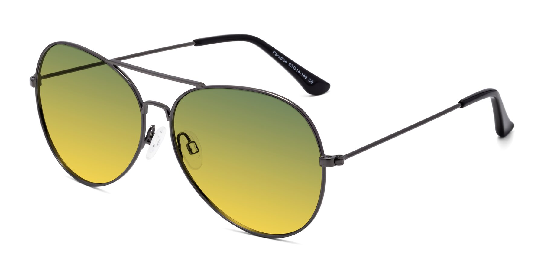 Angle of Paradise in Gunmetal with Green / Yellow Gradient Lenses