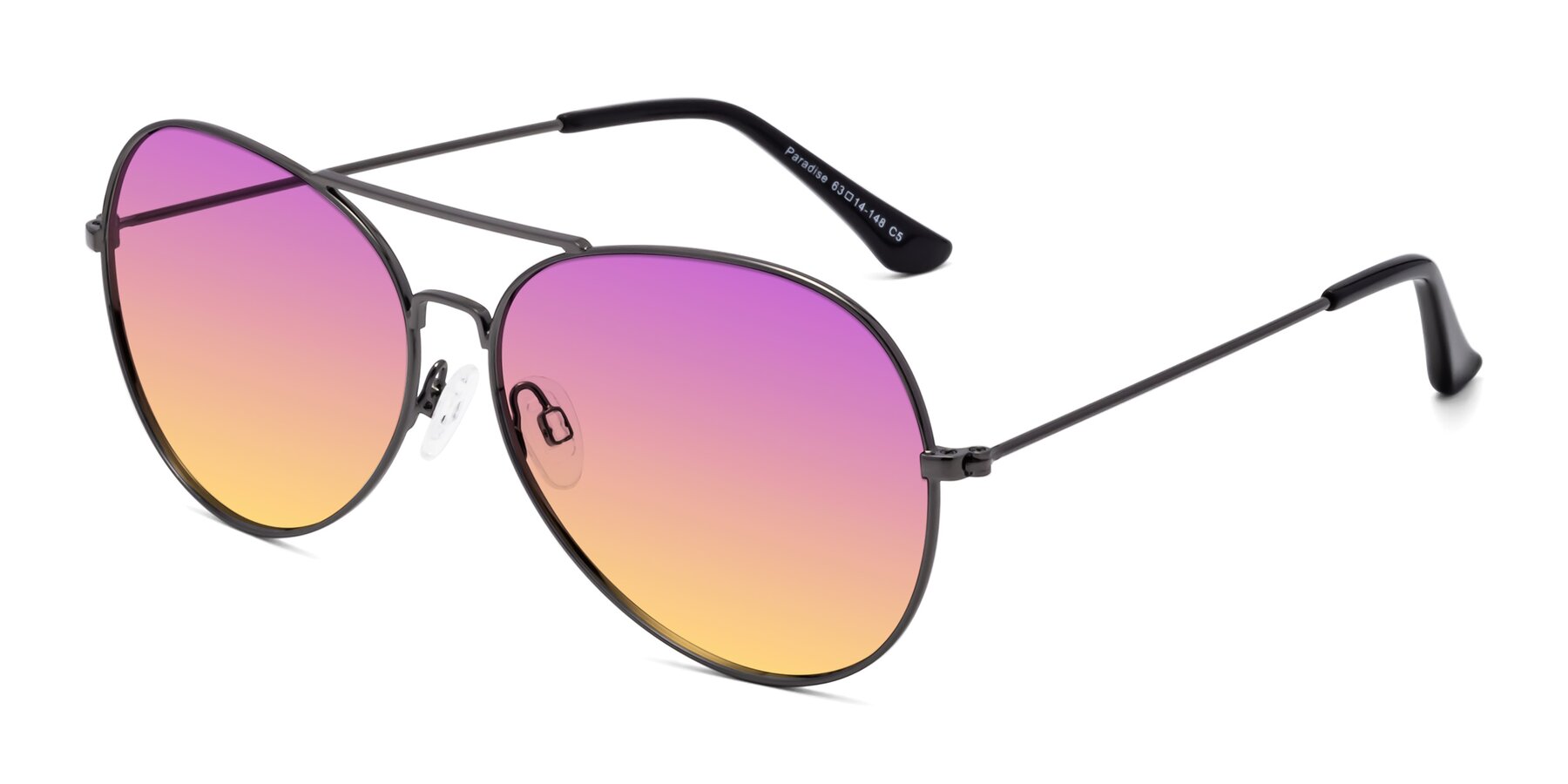 Angle of Paradise in Gunmetal with Purple / Yellow Gradient Lenses