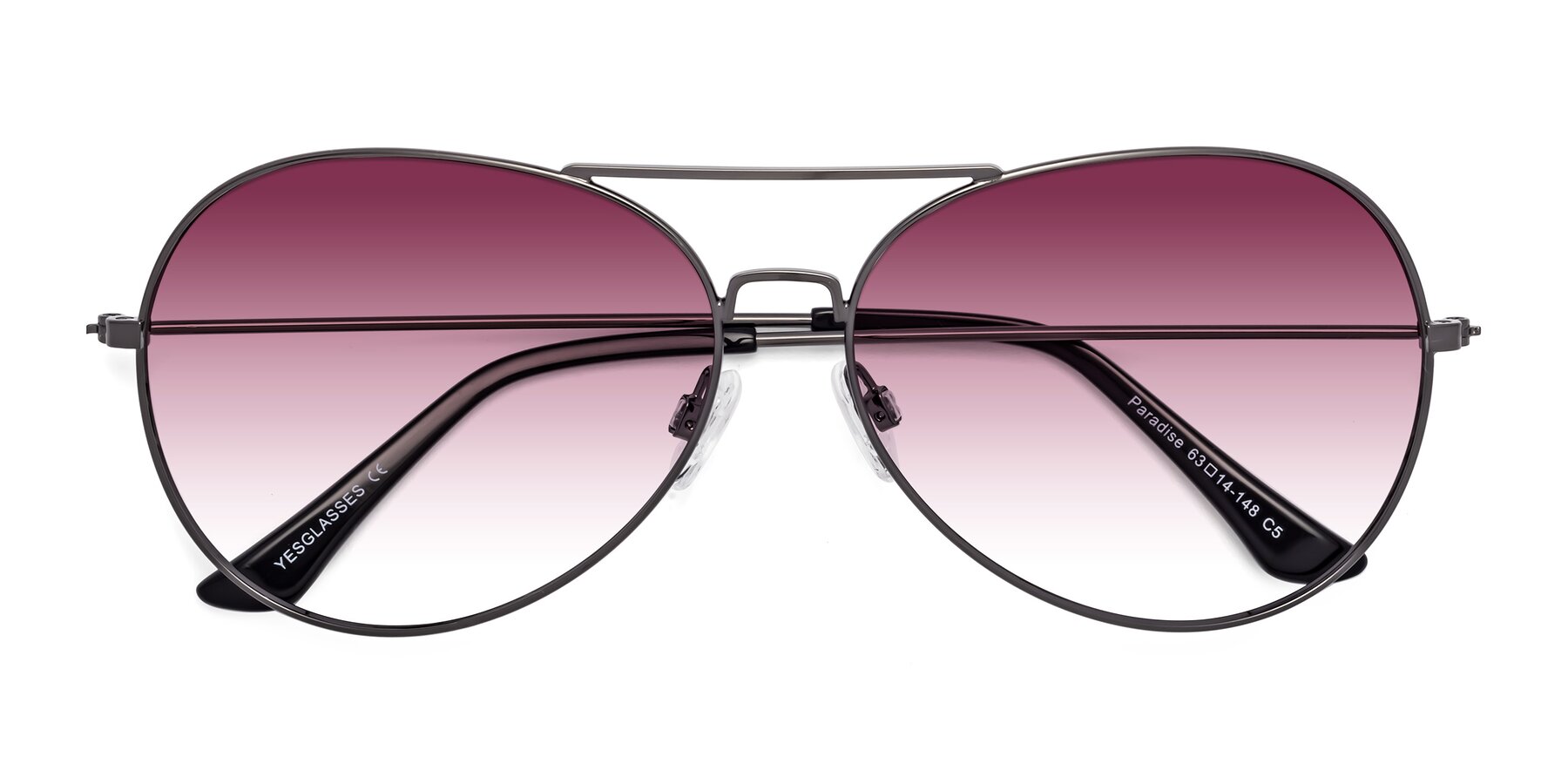 Folded Front of Paradise in Gunmetal with Wine Gradient Lenses