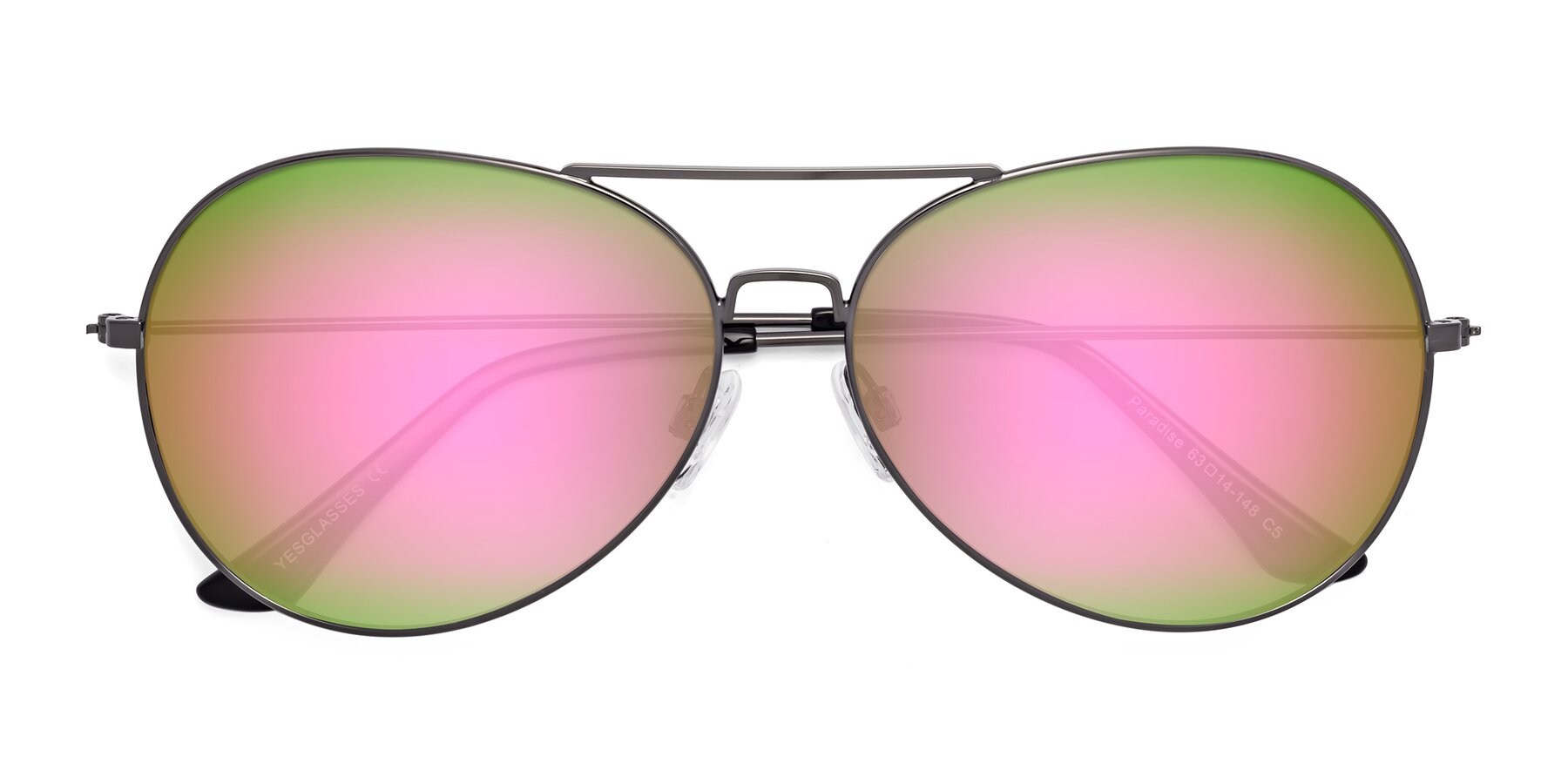 Folded Front of Paradise in Gunmetal with Pink Mirrored Lenses