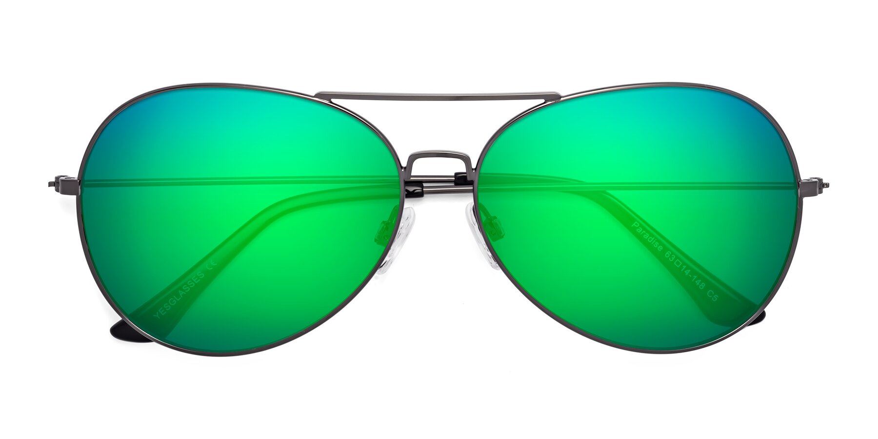 Folded Front of Paradise in Gunmetal with Green Mirrored Lenses