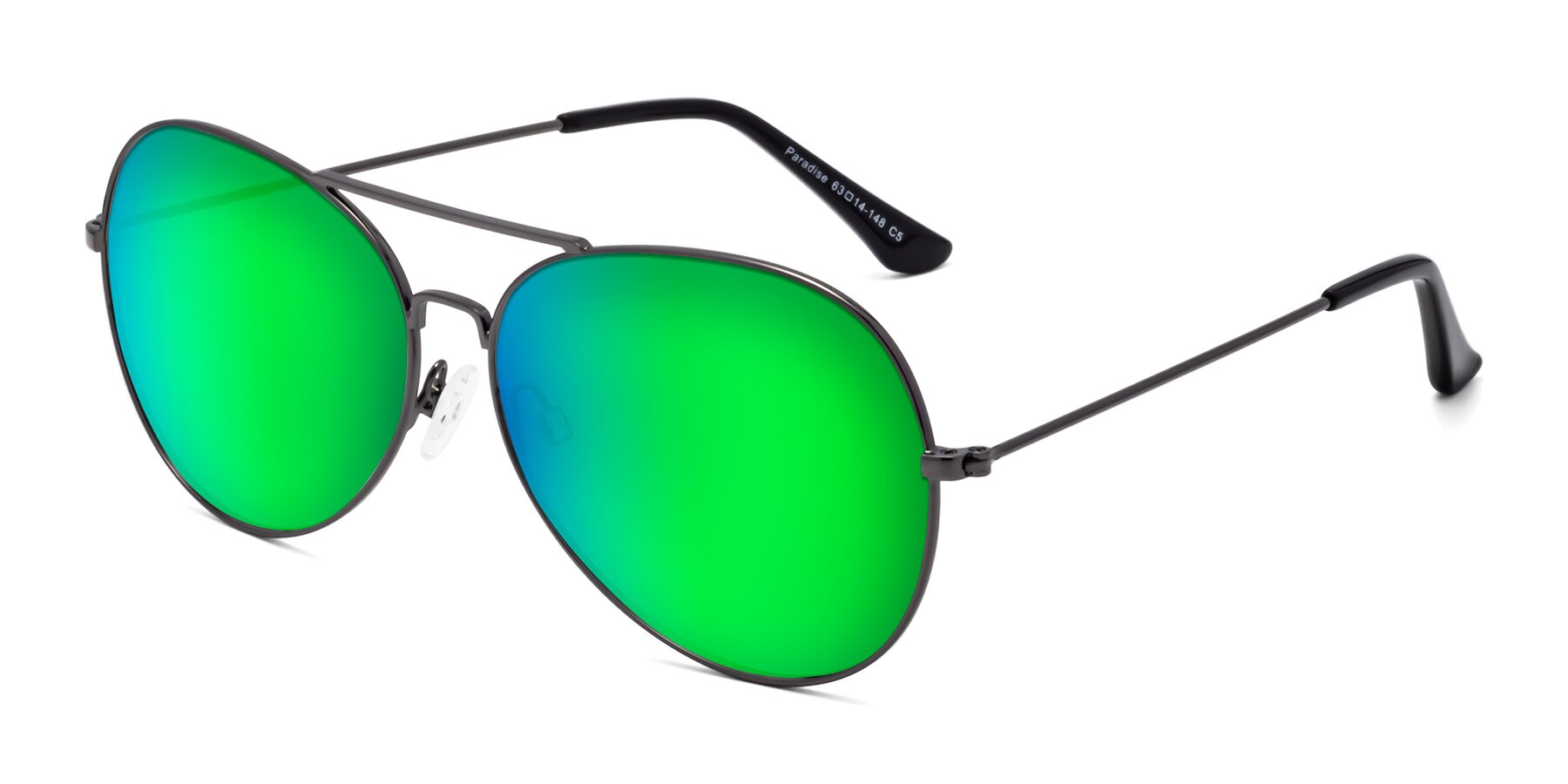 Angle of Paradise in Gunmetal with Green Mirrored Lenses