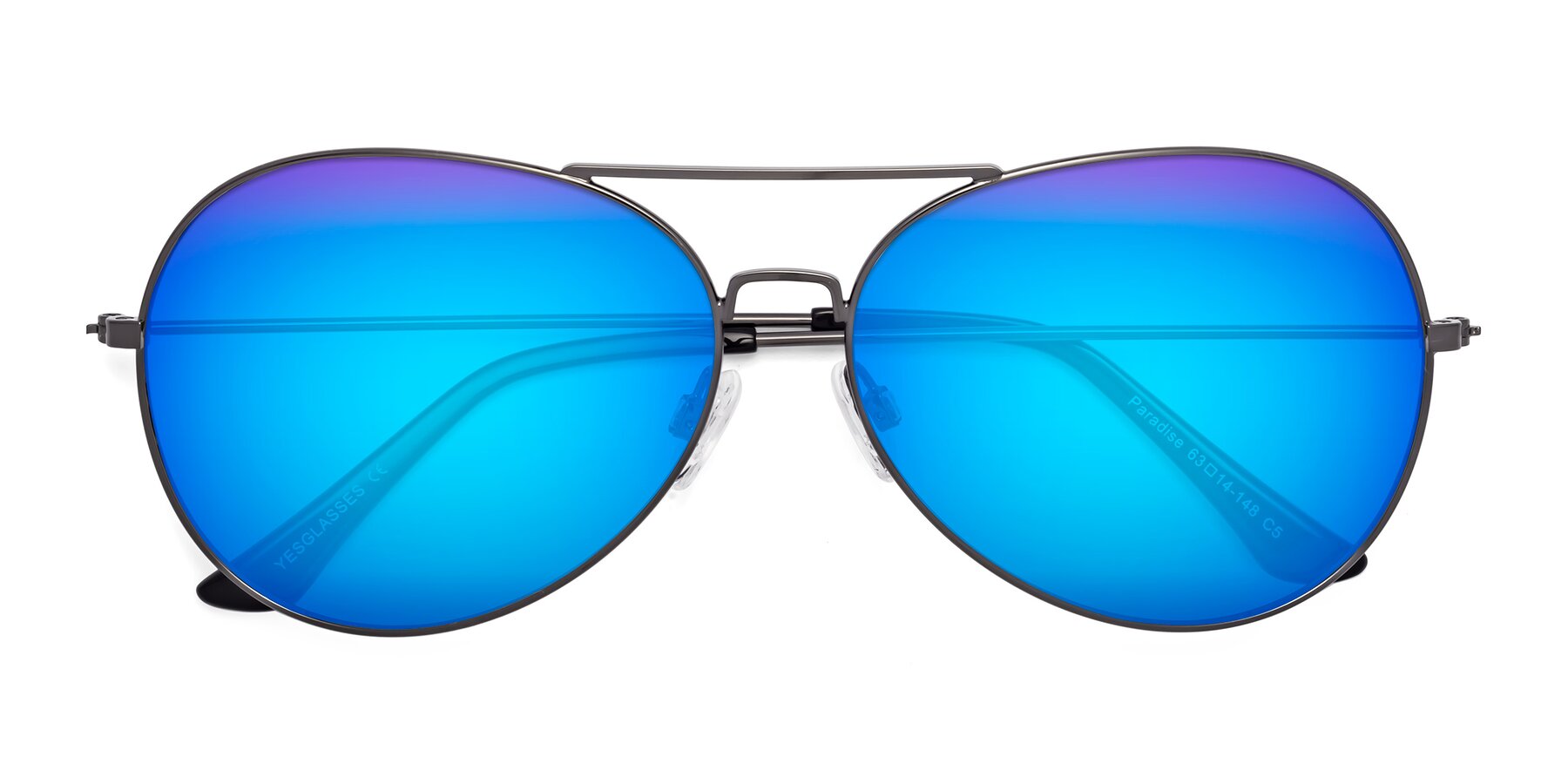 Folded Front of Paradise in Gunmetal with Blue Mirrored Lenses