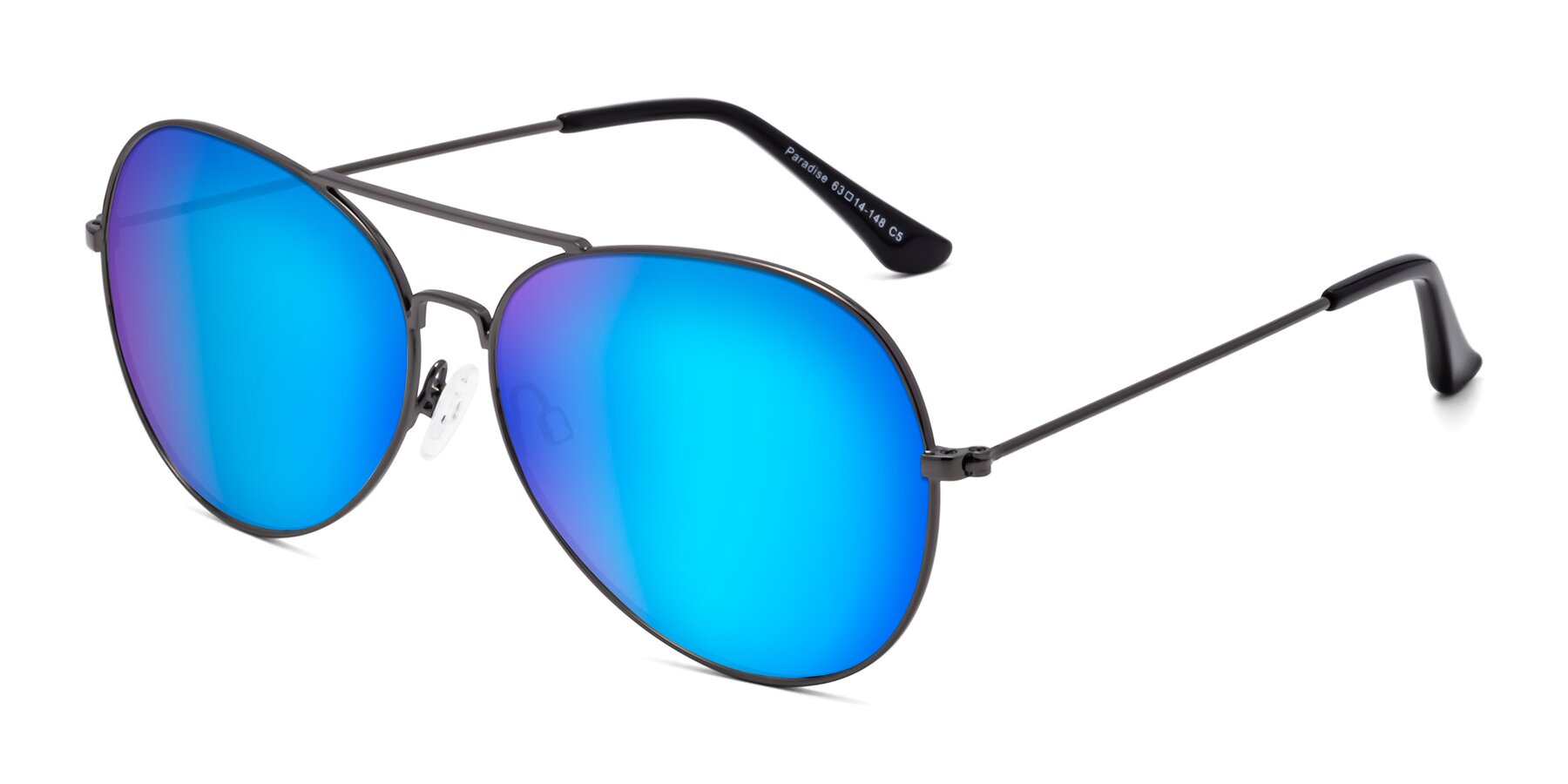 Angle of Paradise in Gunmetal with Blue Mirrored Lenses