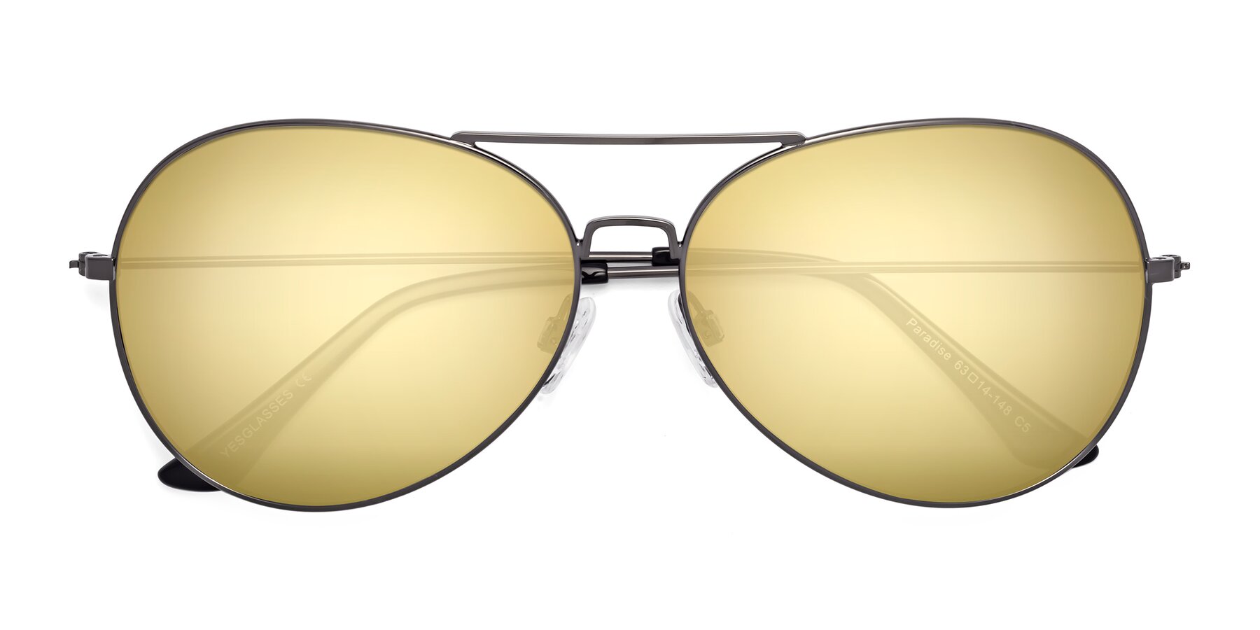 Folded Front of Paradise in Gunmetal with Gold Mirrored Lenses