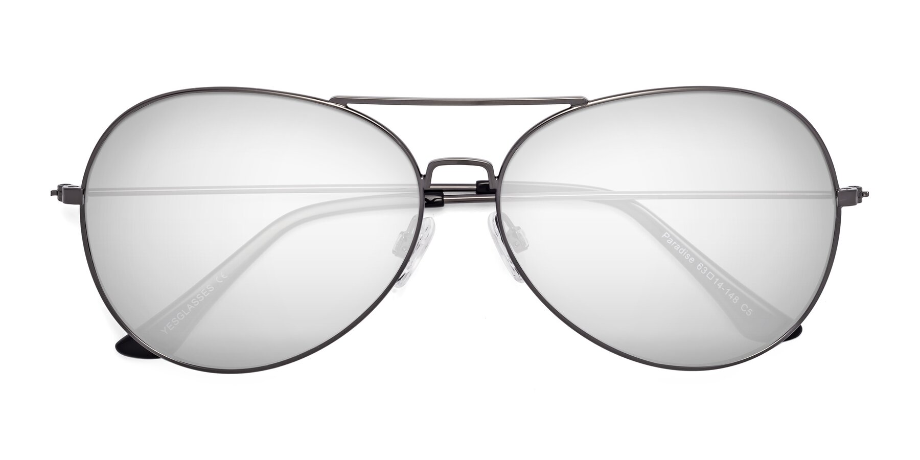 Folded Front of Paradise in Gunmetal with Silver Mirrored Lenses