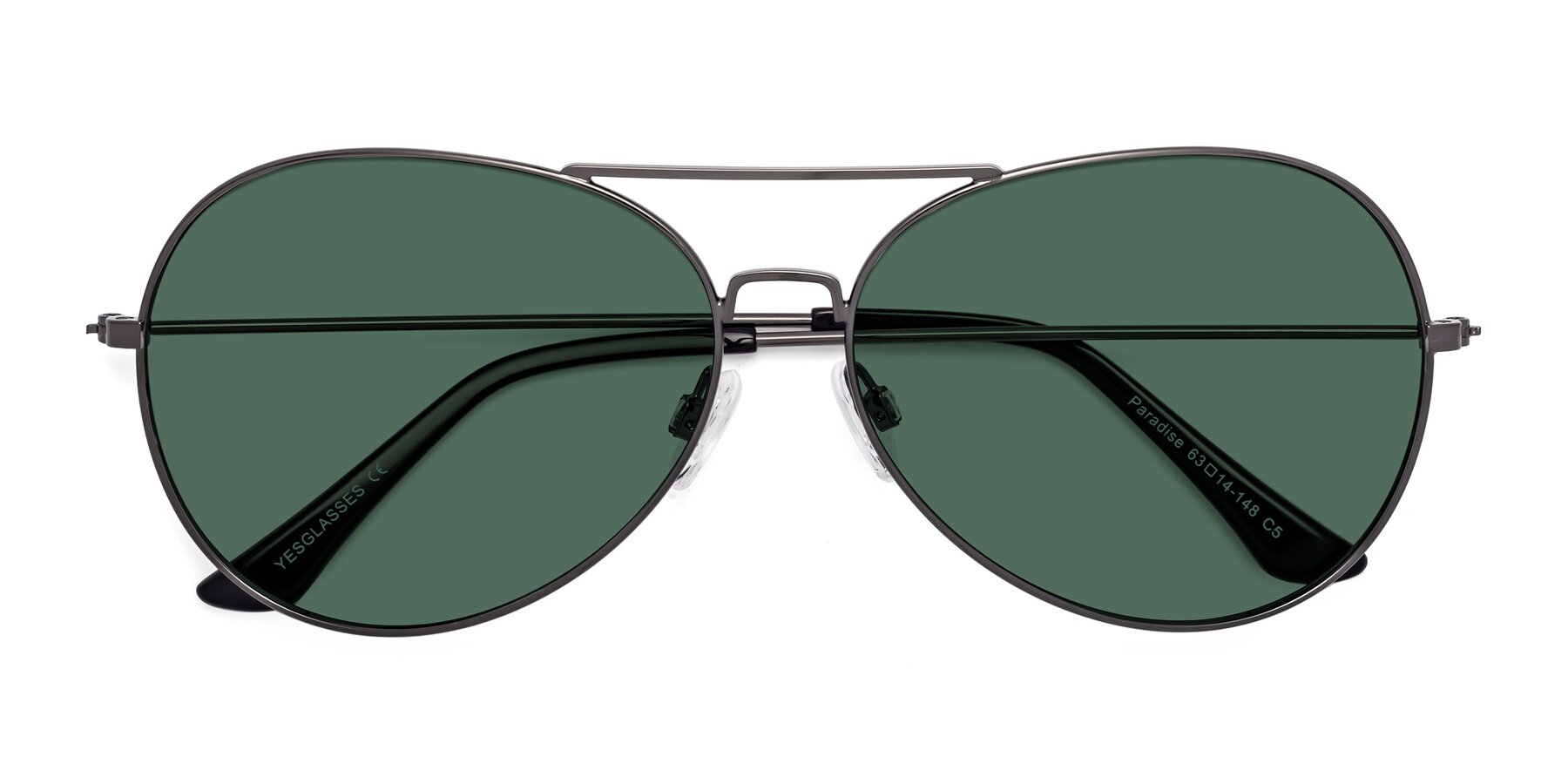 Folded Front of Paradise in Gunmetal with Green Polarized Lenses