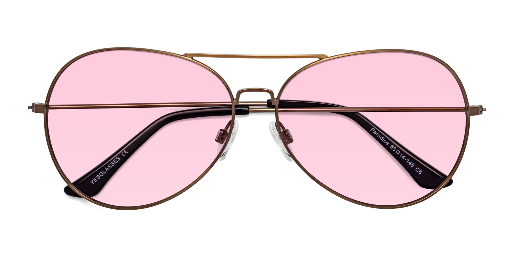Folded Front of Paradise in Copper with Light Pink Tinted Lenses