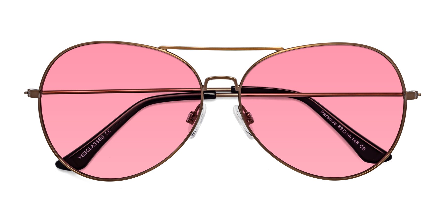 Folded Front of Paradise in Copper with Pink Tinted Lenses