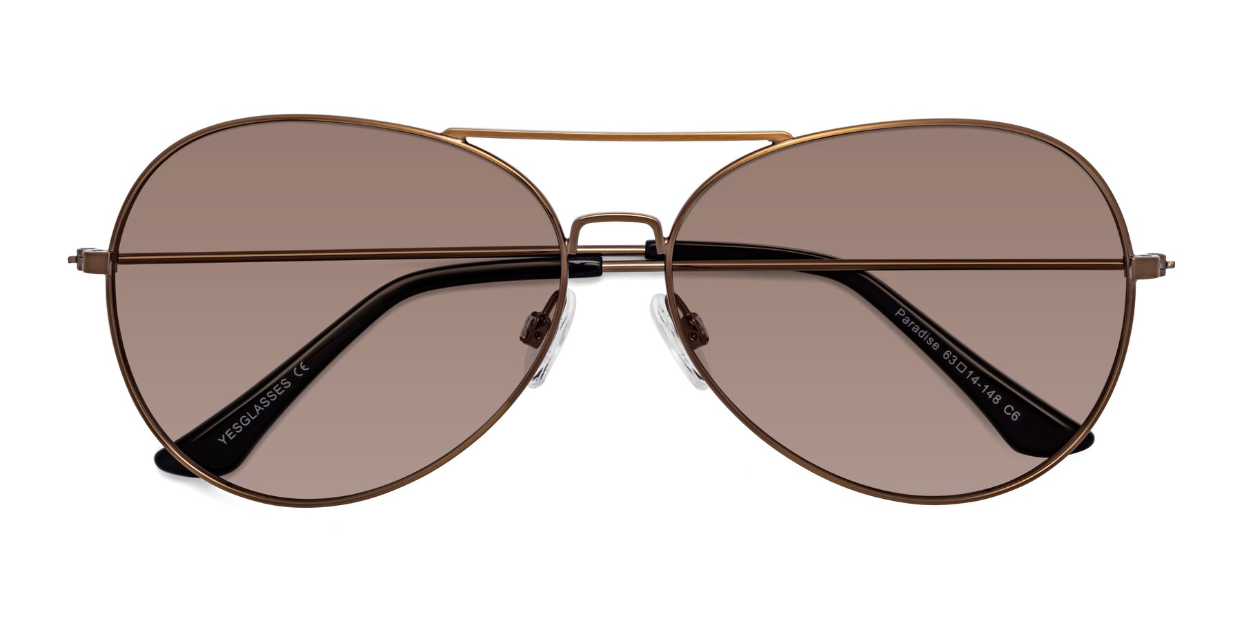Folded Front of Paradise in Copper with Medium Brown Tinted Lenses