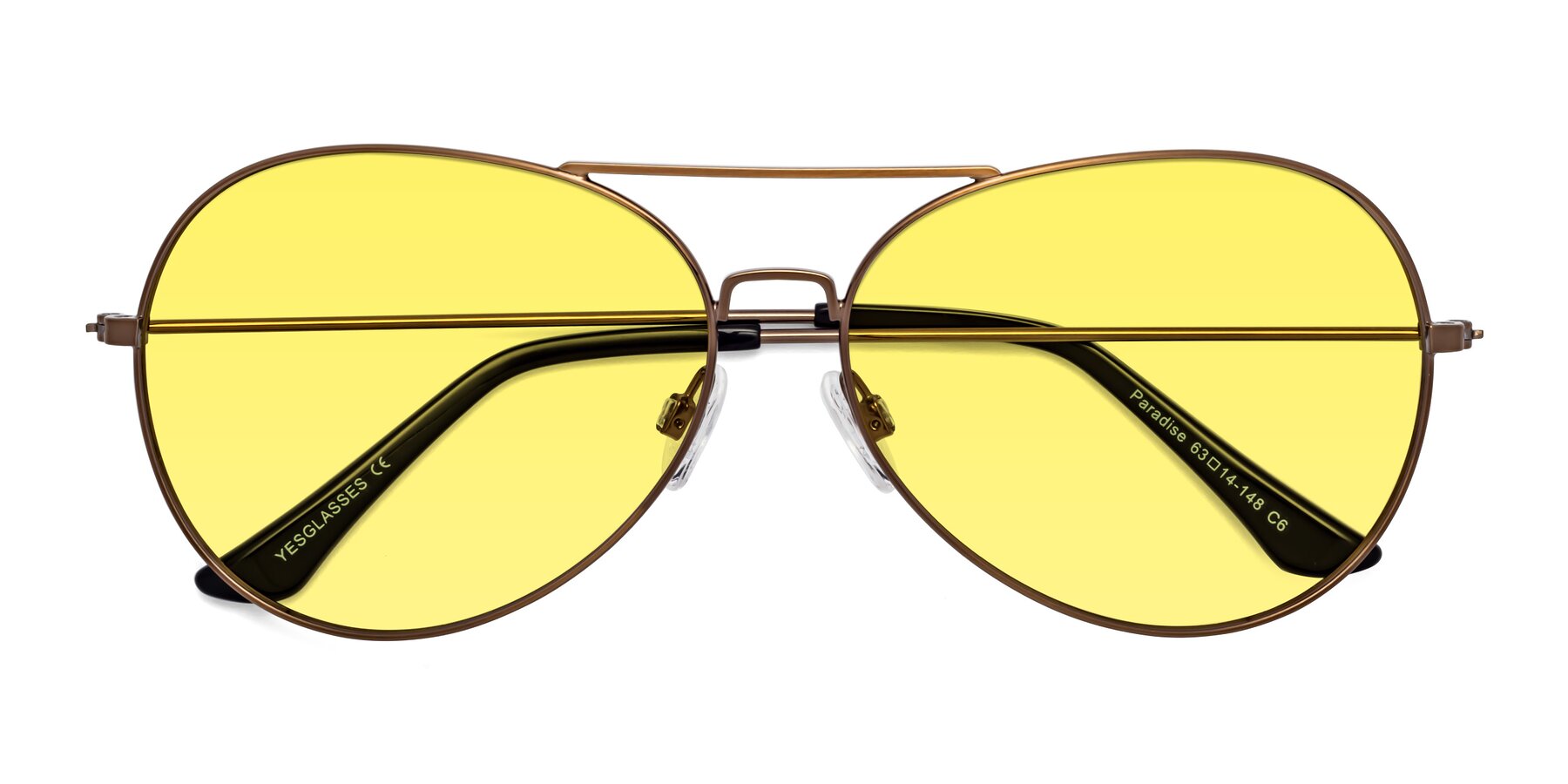 Folded Front of Paradise in Copper with Medium Yellow Tinted Lenses