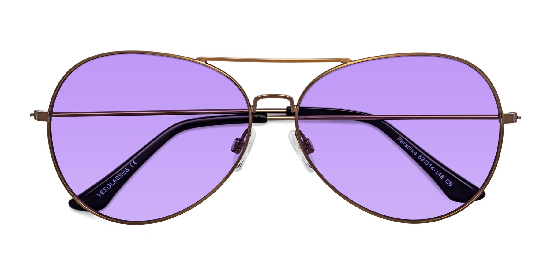 Folded Front of Paradise in Copper with Medium Purple Tinted Lenses