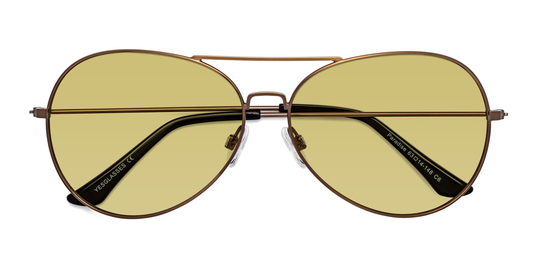 Folded Front of Paradise in Copper with Medium Champagne Tinted Lenses