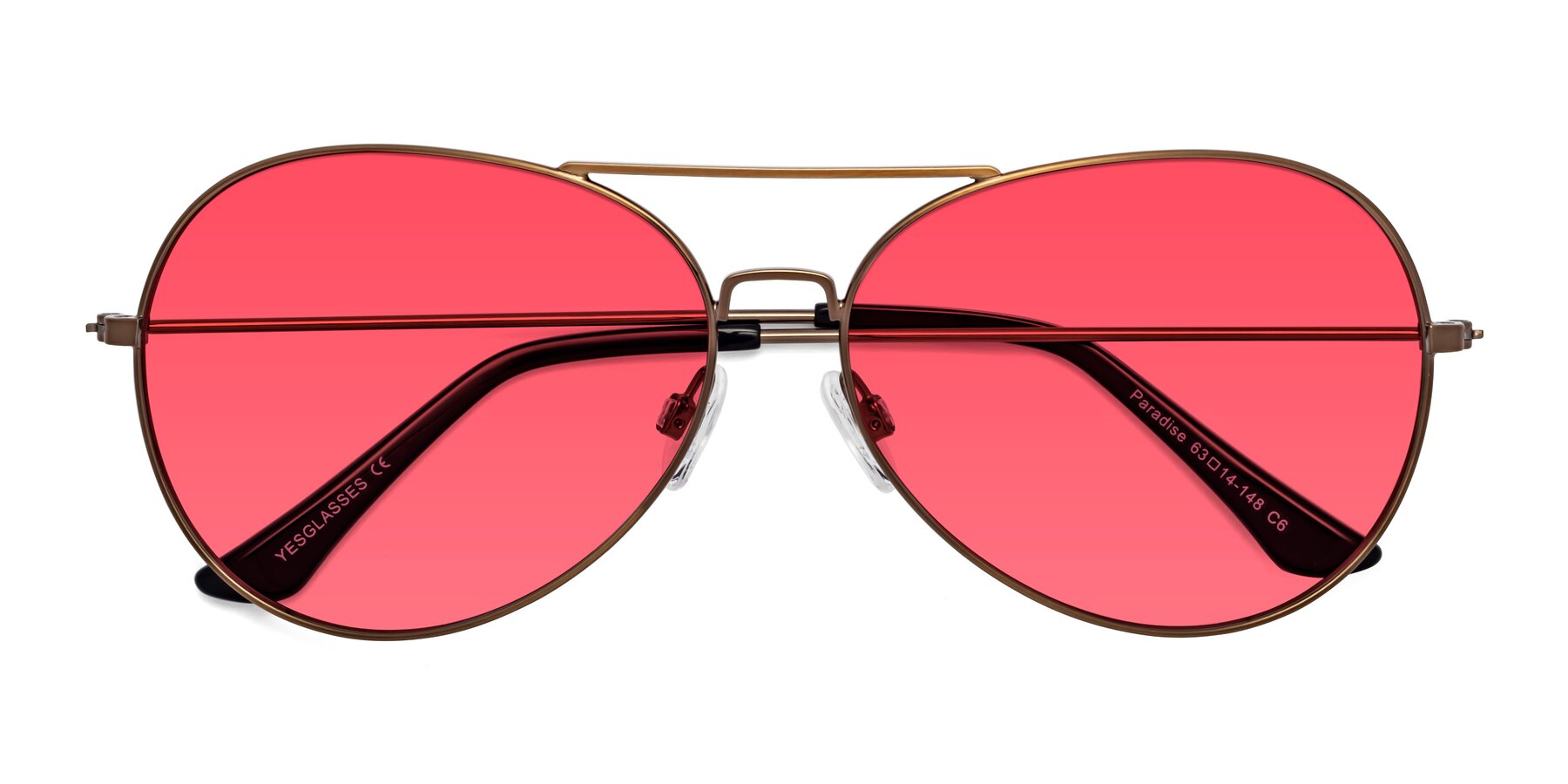 Folded Front of Paradise in Copper with Red Tinted Lenses