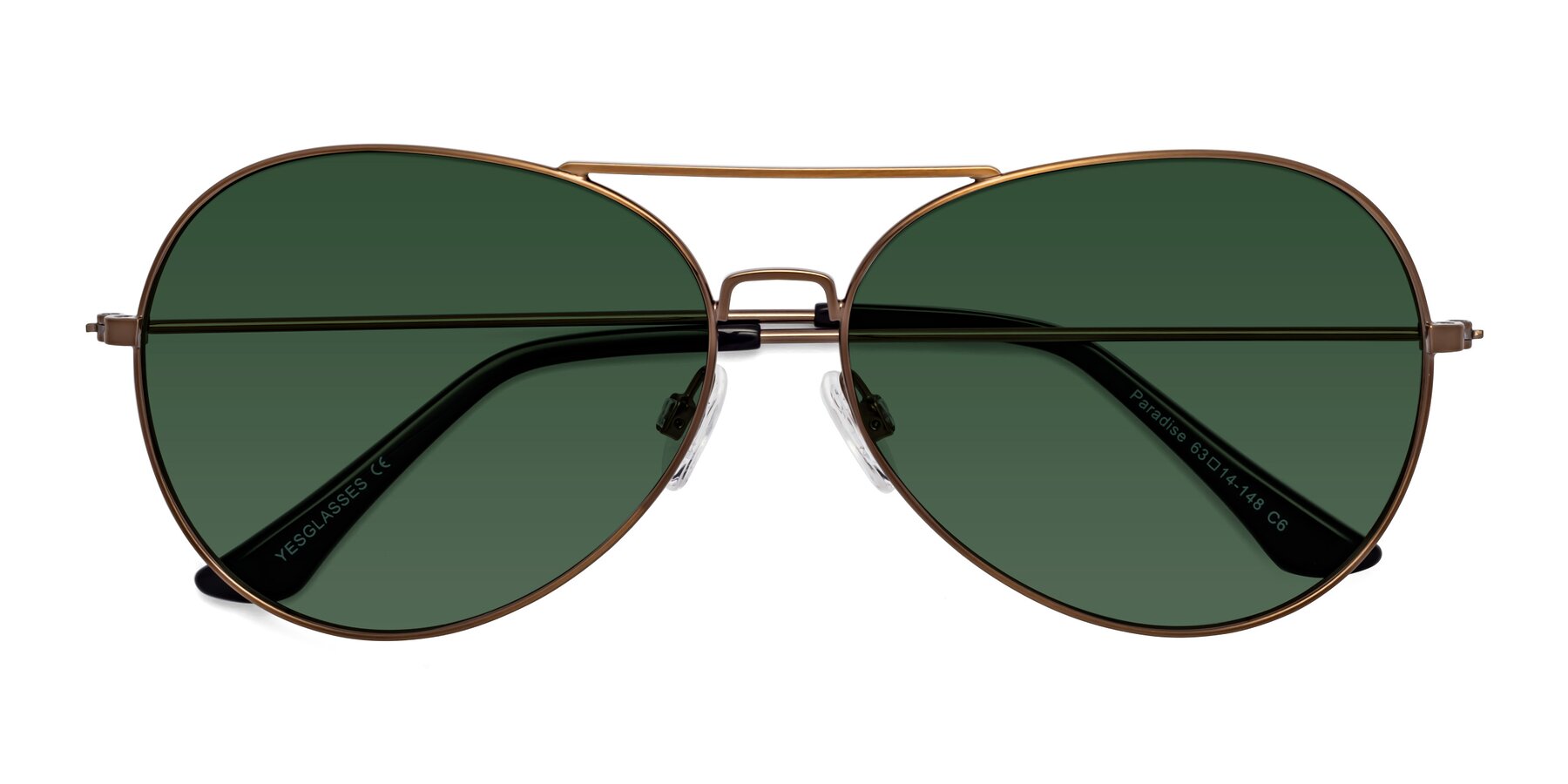 Folded Front of Paradise in Copper with Green Tinted Lenses