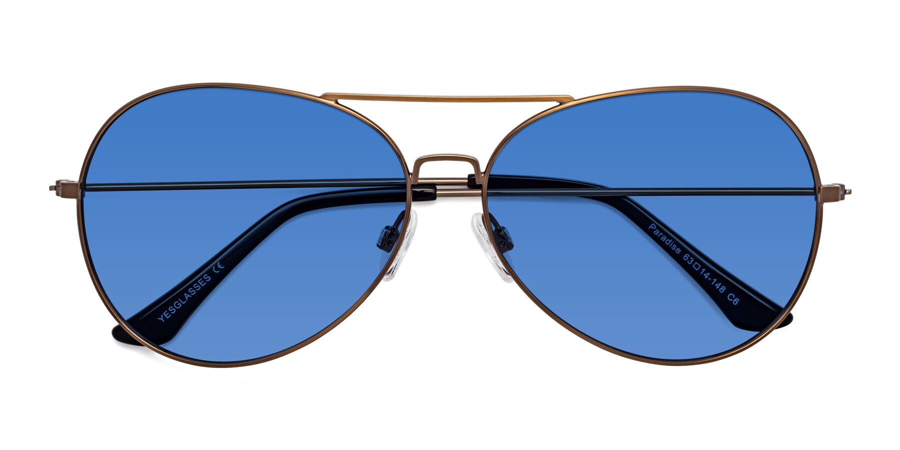 Folded Front of Paradise in Copper with Blue Tinted Lenses