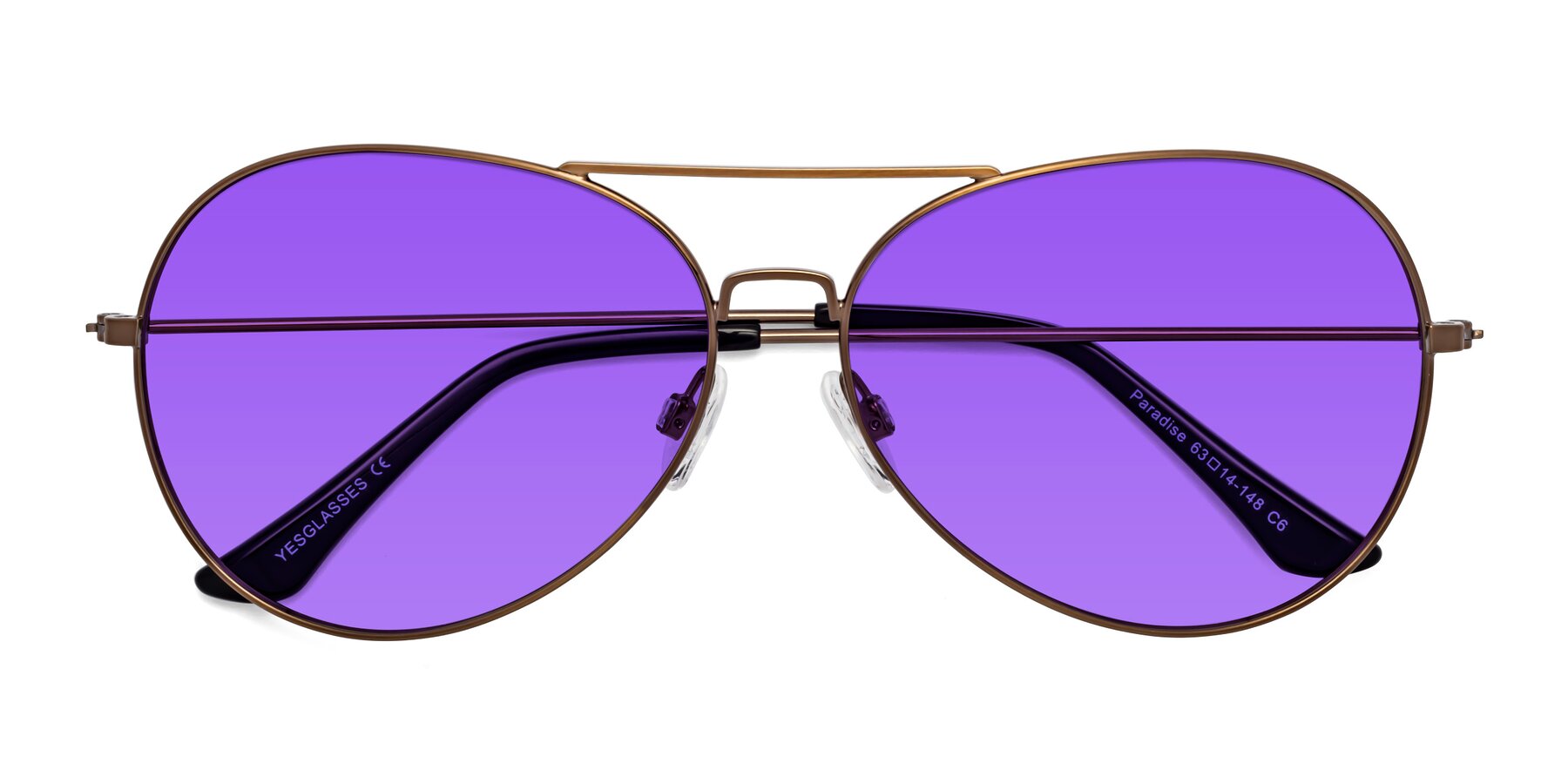 Folded Front of Paradise in Copper with Purple Tinted Lenses