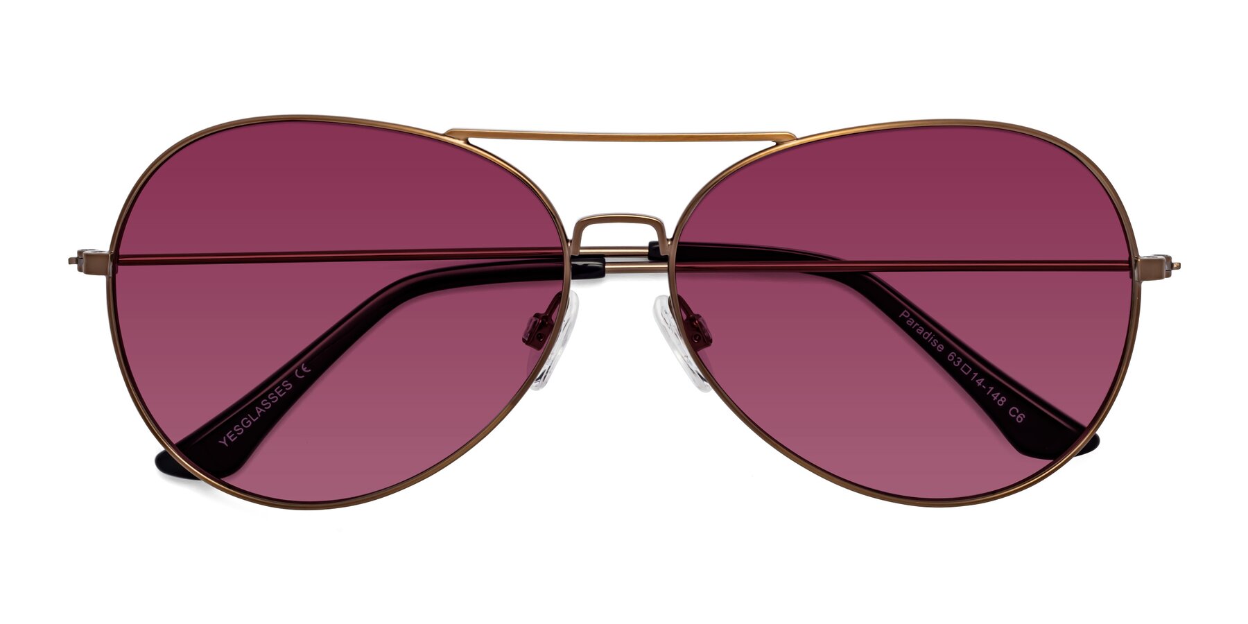 Folded Front of Paradise in Copper with Wine Tinted Lenses