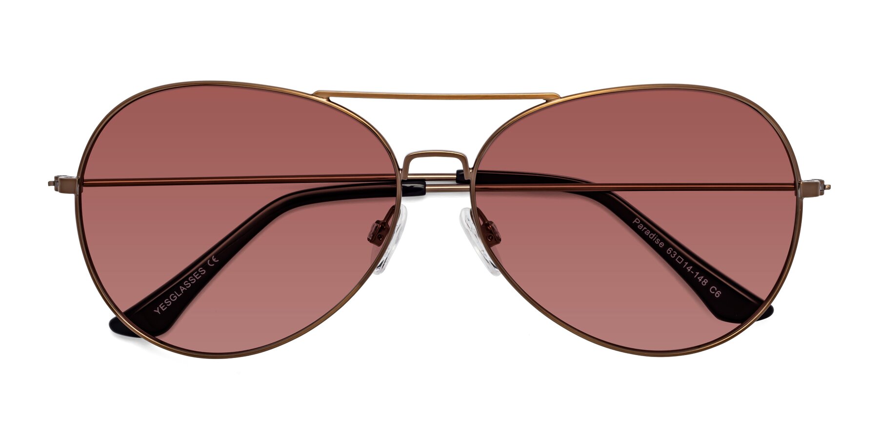 Folded Front of Paradise in Copper with Garnet Tinted Lenses