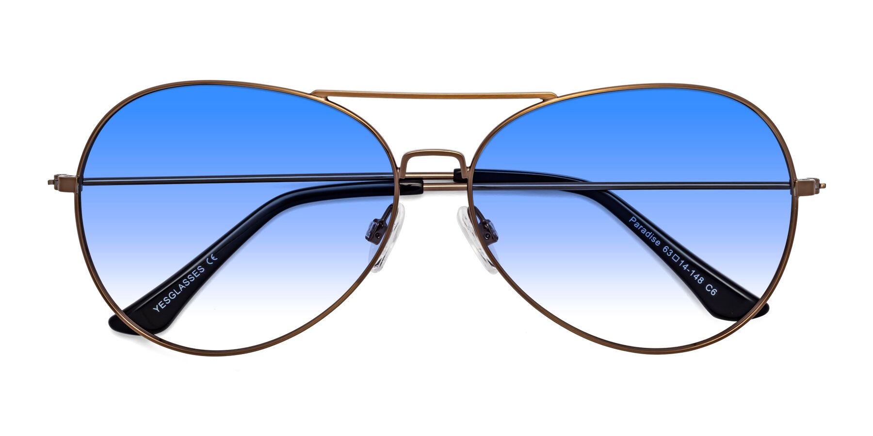 Folded Front of Paradise in Copper with Blue Gradient Lenses