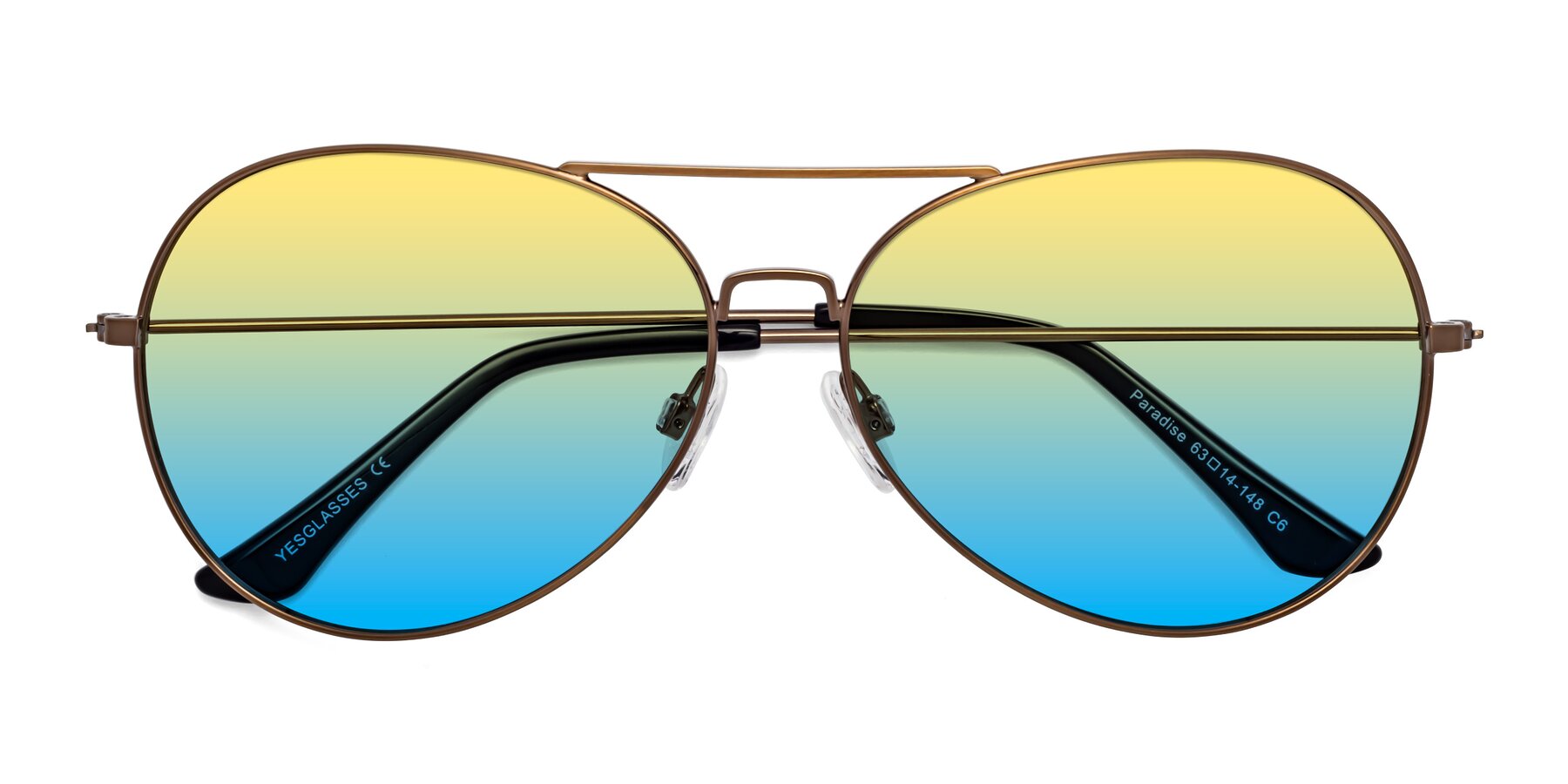 Folded Front of Paradise in Copper with Yellow / Blue Gradient Lenses
