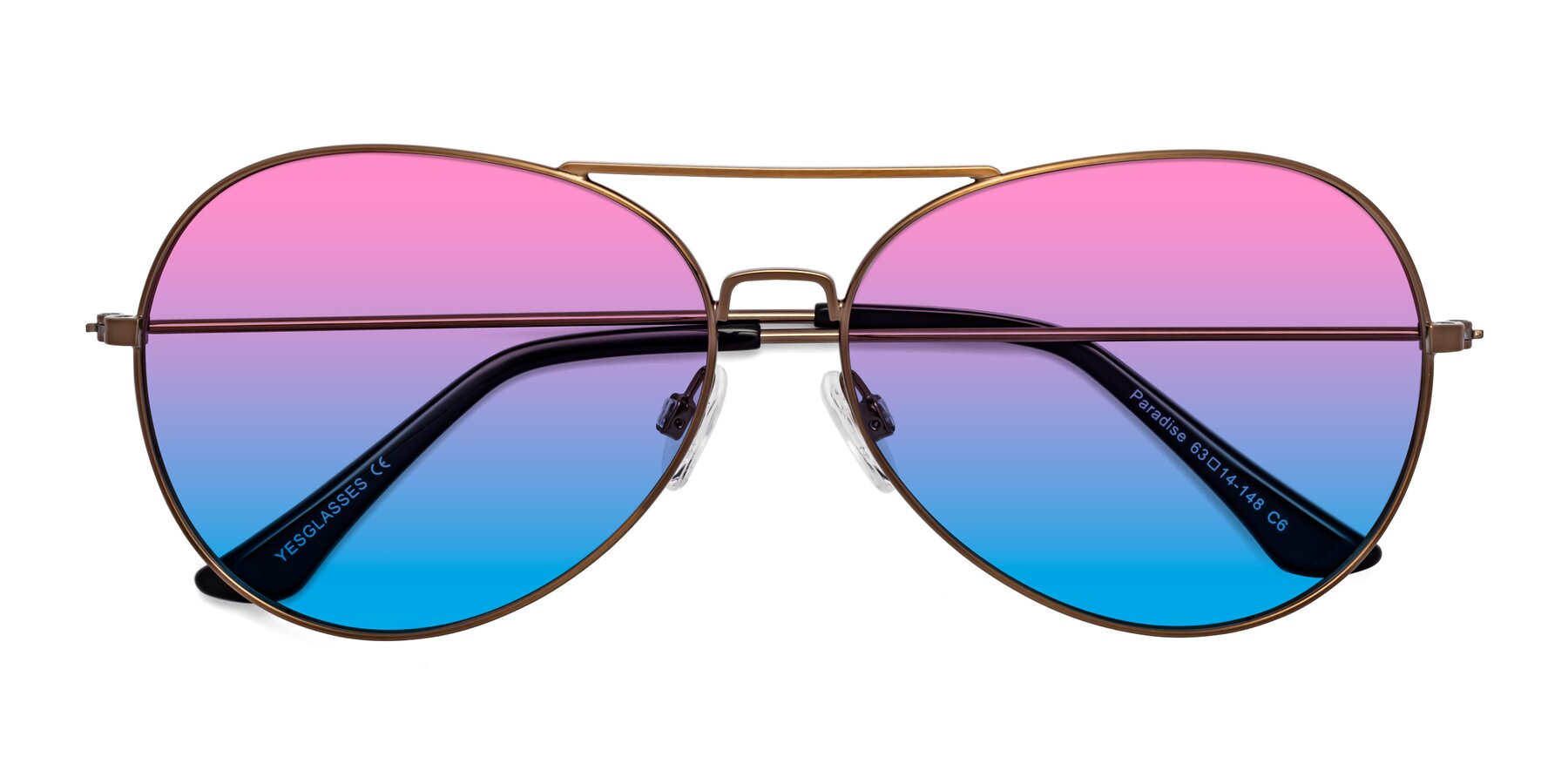 Folded Front of Paradise in Copper with Pink / Blue Gradient Lenses