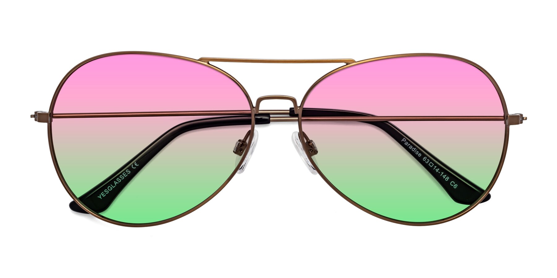 Folded Front of Paradise in Copper with Pink / Green Gradient Lenses